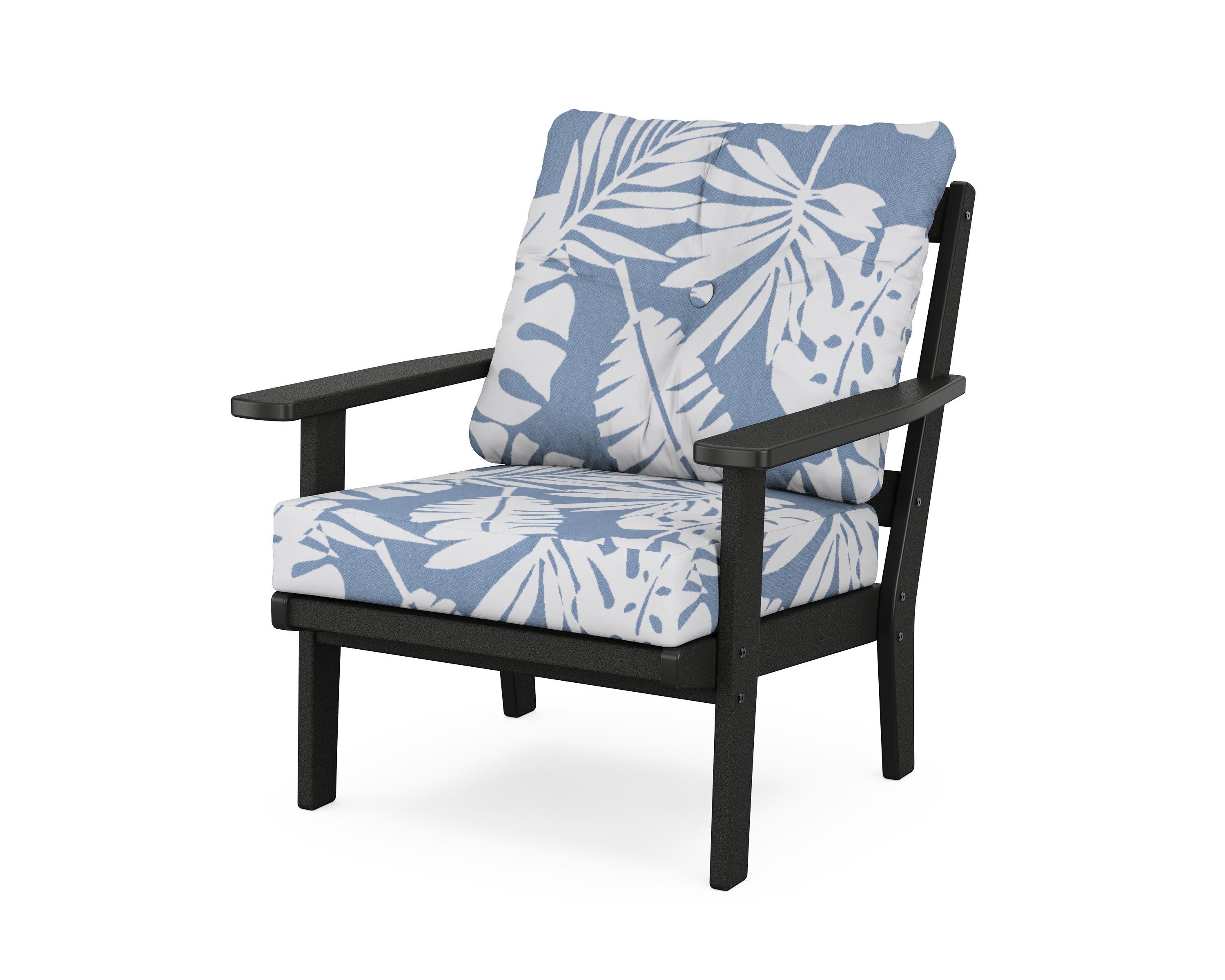 Oxford Deep Seating Chair in Black / Leaf Sky Blue