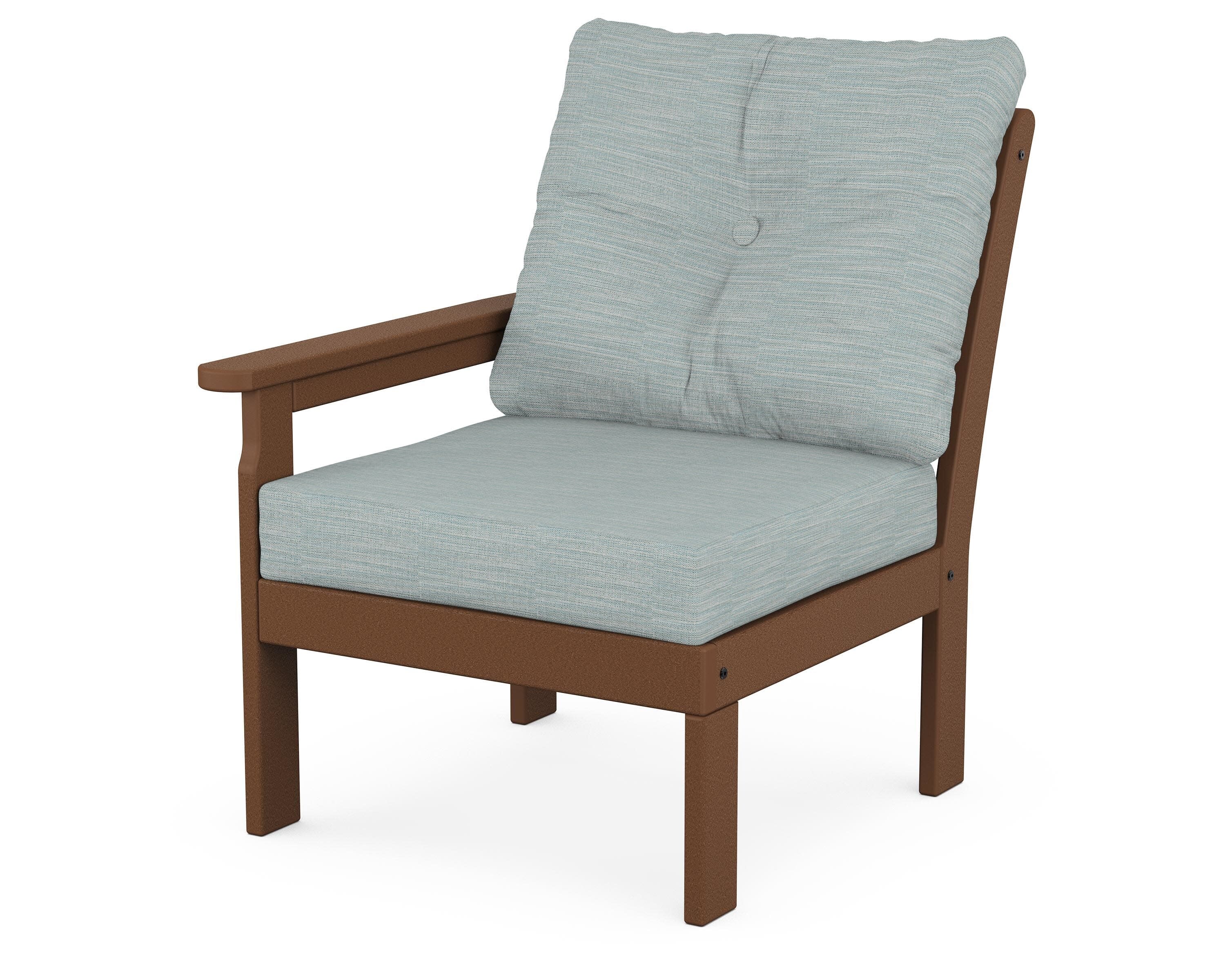 Vineyard Modular Left Arm Chair in Teak / Soothe Mist