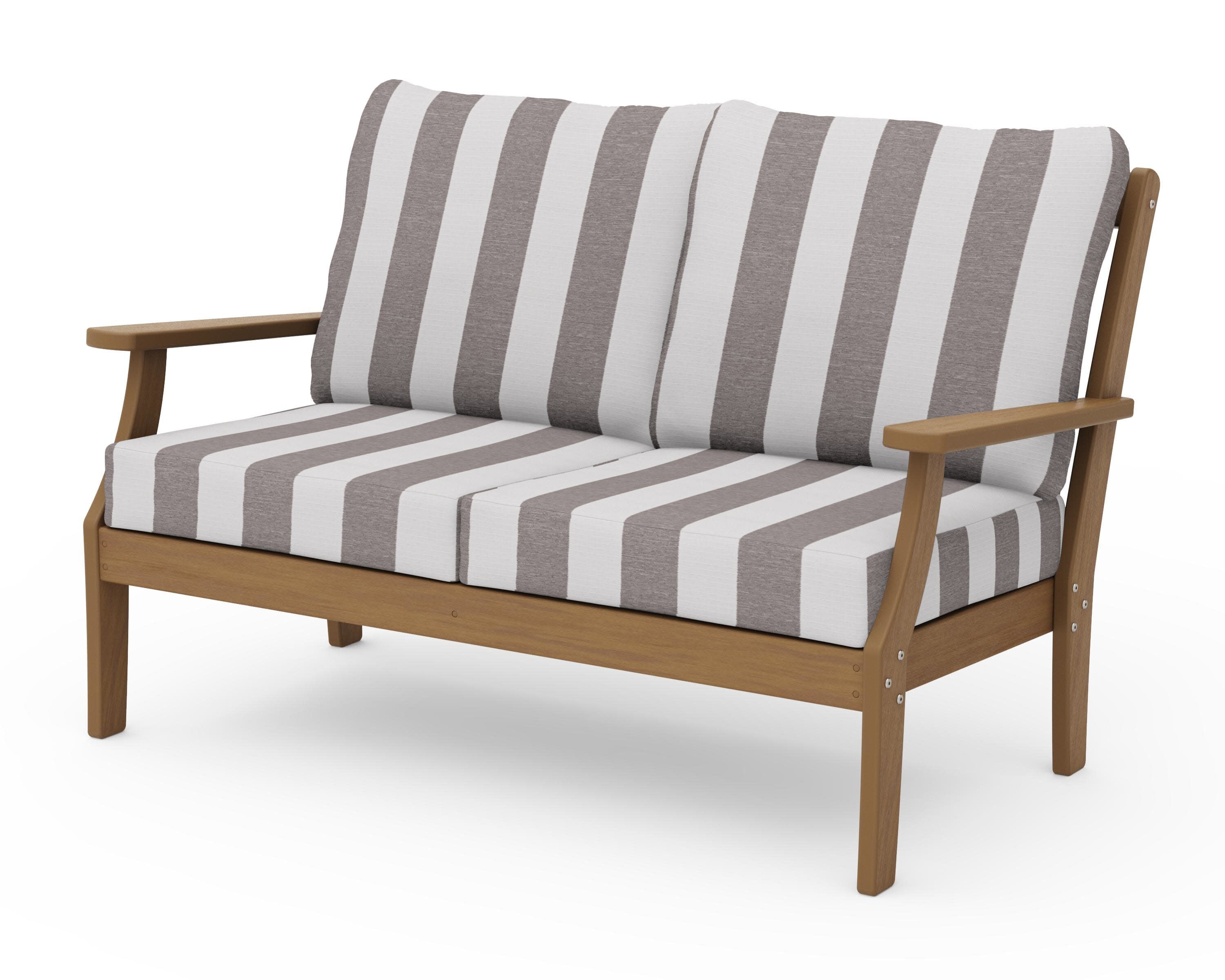 Braxton Deep Seating Loveseat in Natural / Cabana Stripe Grey Mist
