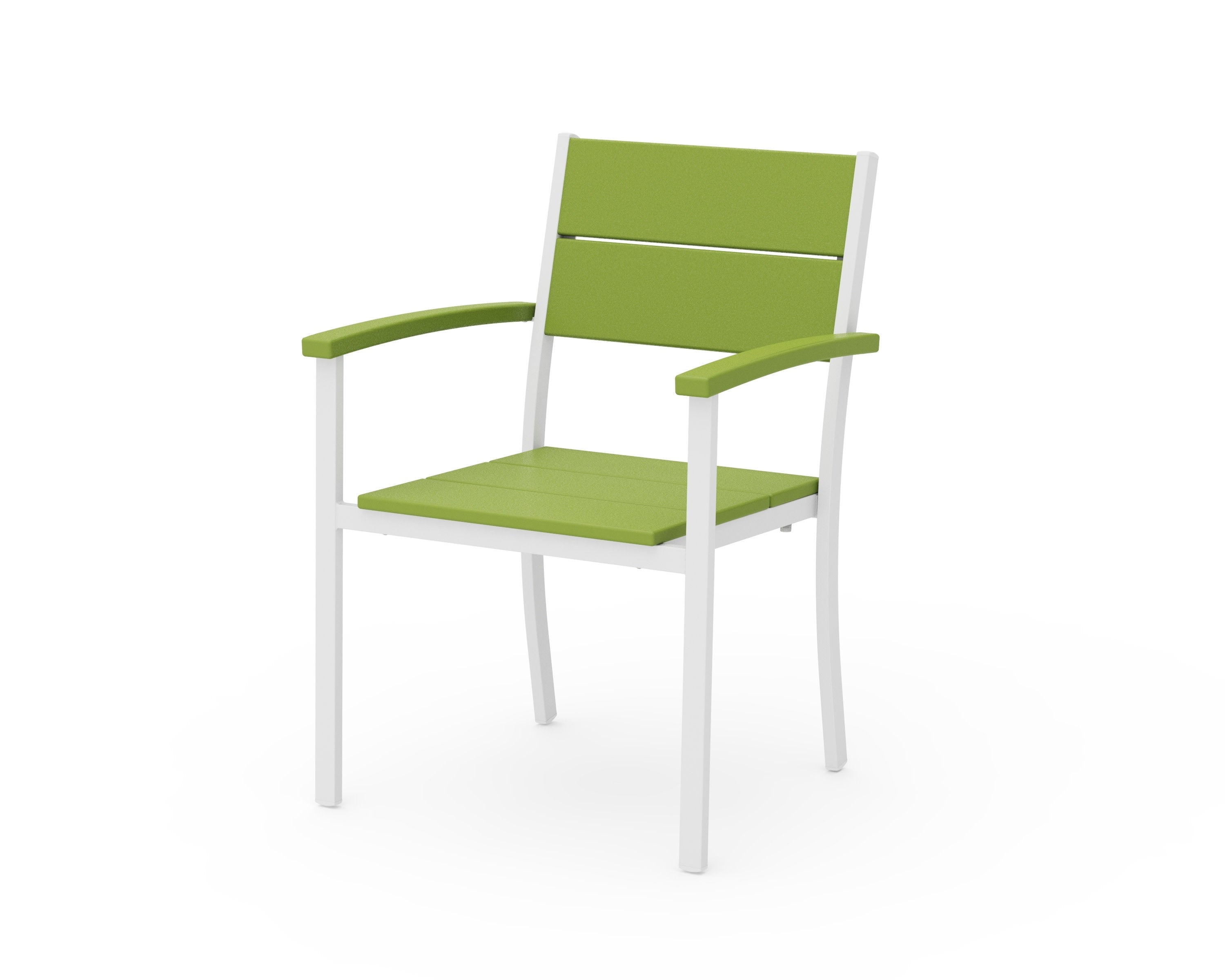 Main Street Stacking Dining Arm Chair in White / Lime