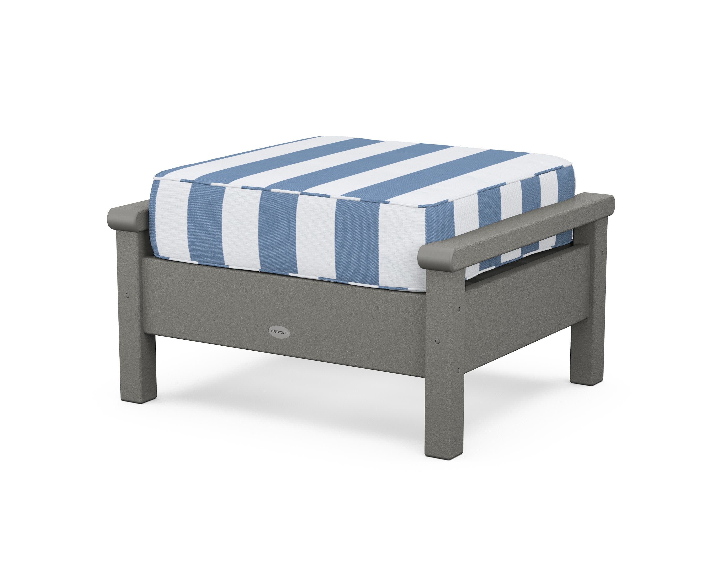 Harbour Deep Seating Ottoman in Slate Grey / Cabana Stripe Sky Blue