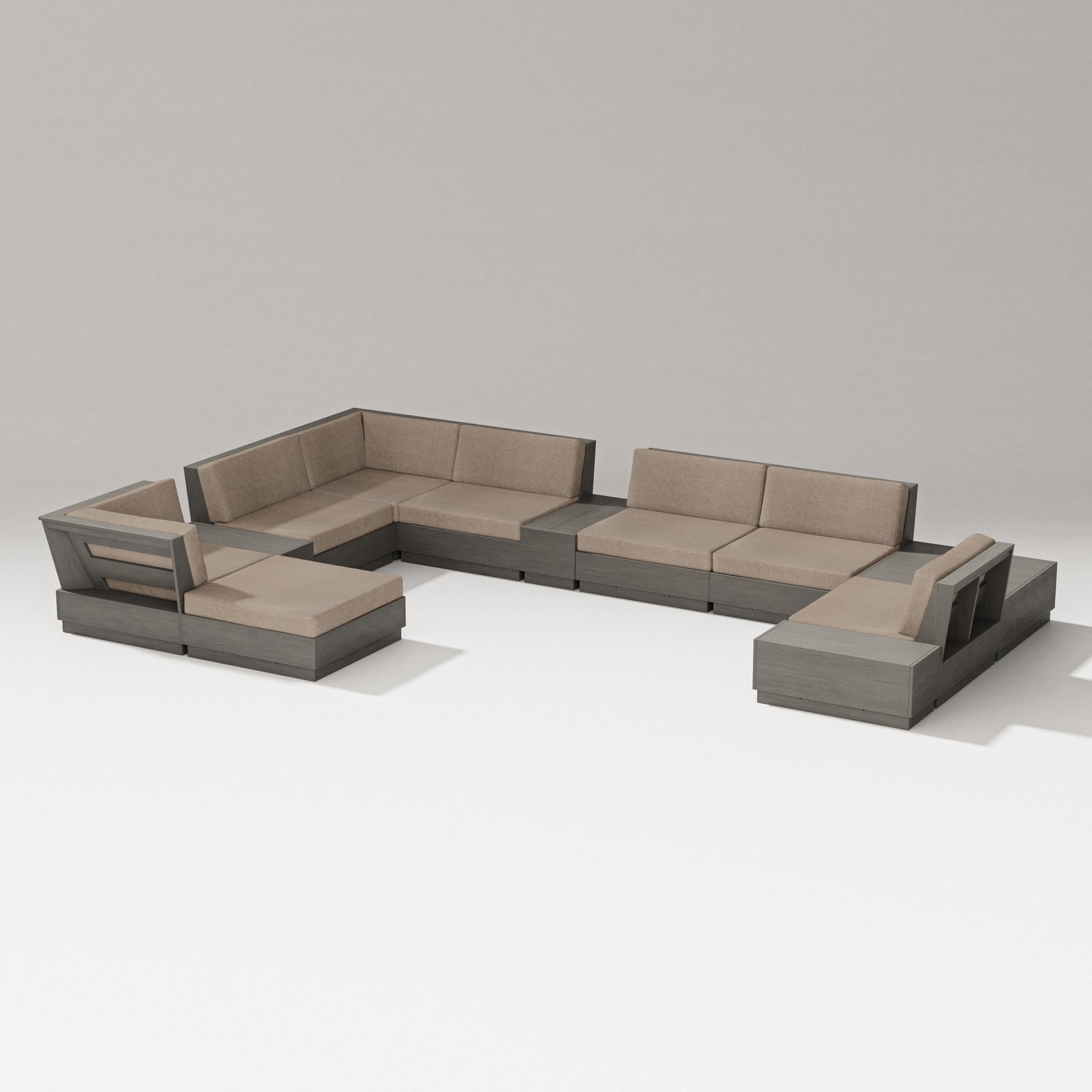 Elevate 12-Piece Conversation Sectional Set in Driftwood / Spiced Burlap