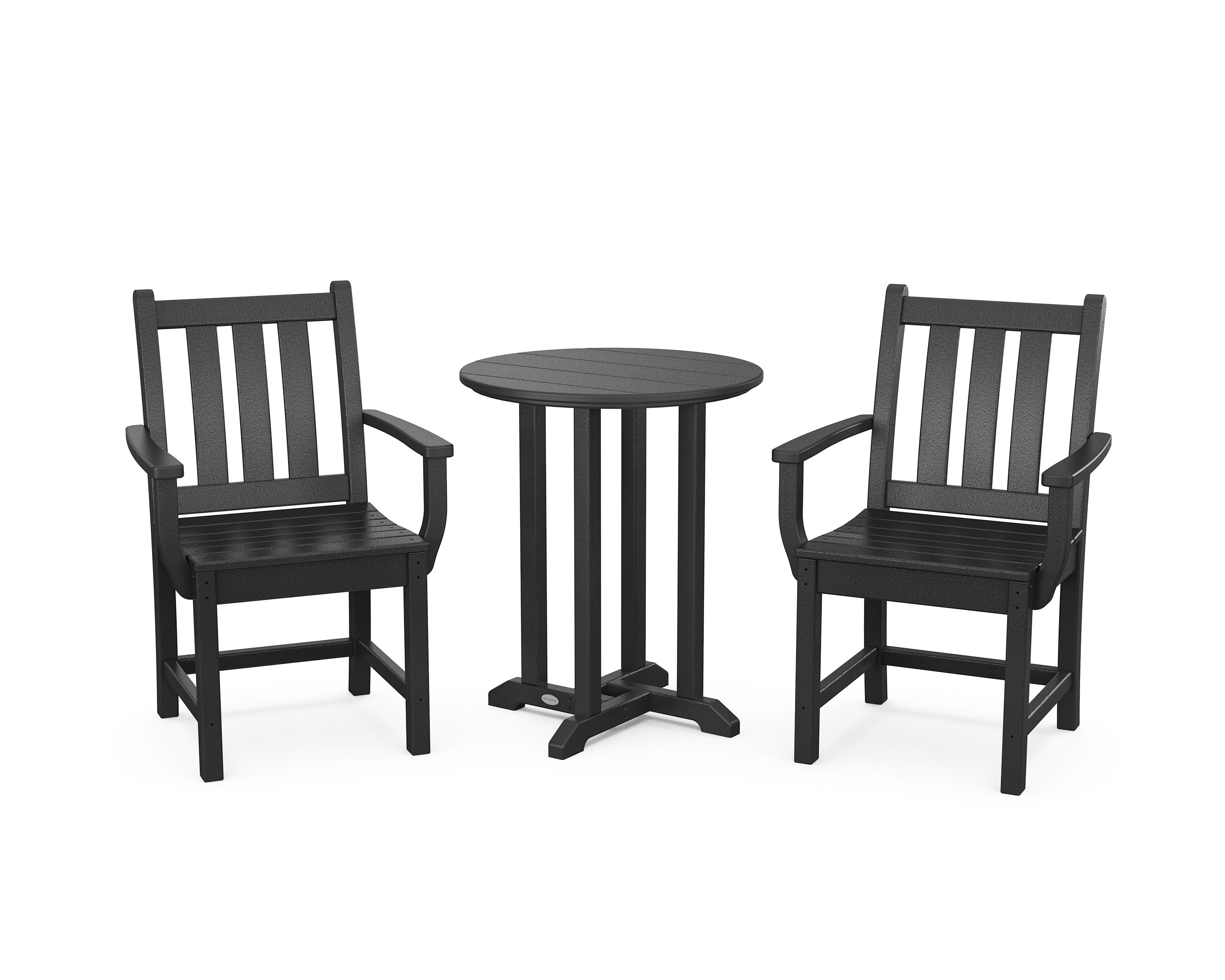Traditional Garden 3-Piece Round Bistro Dining Set in Black