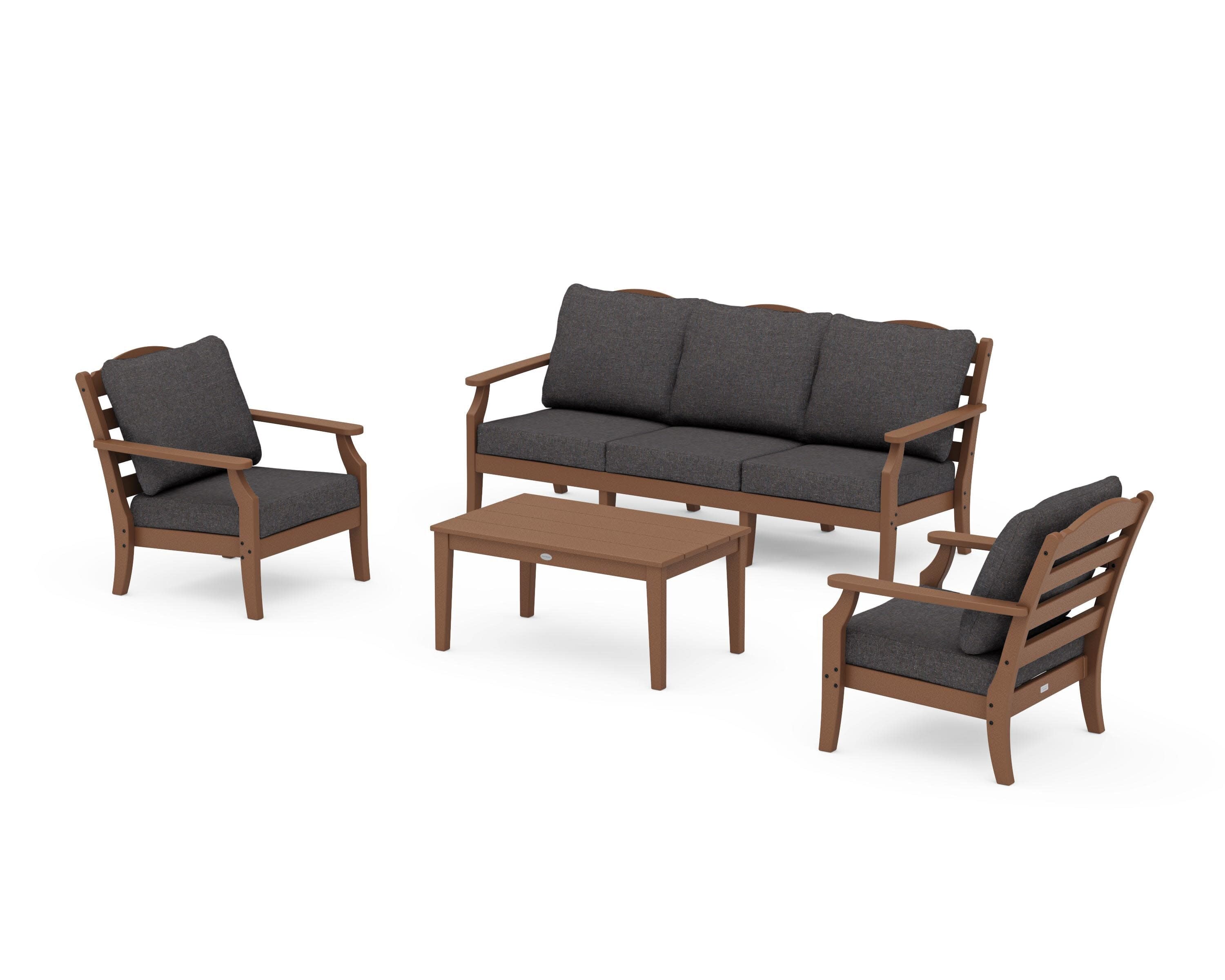 Savannah 4-Piece Deep Seating Set with Sofa in Teak / Ash Charcoal