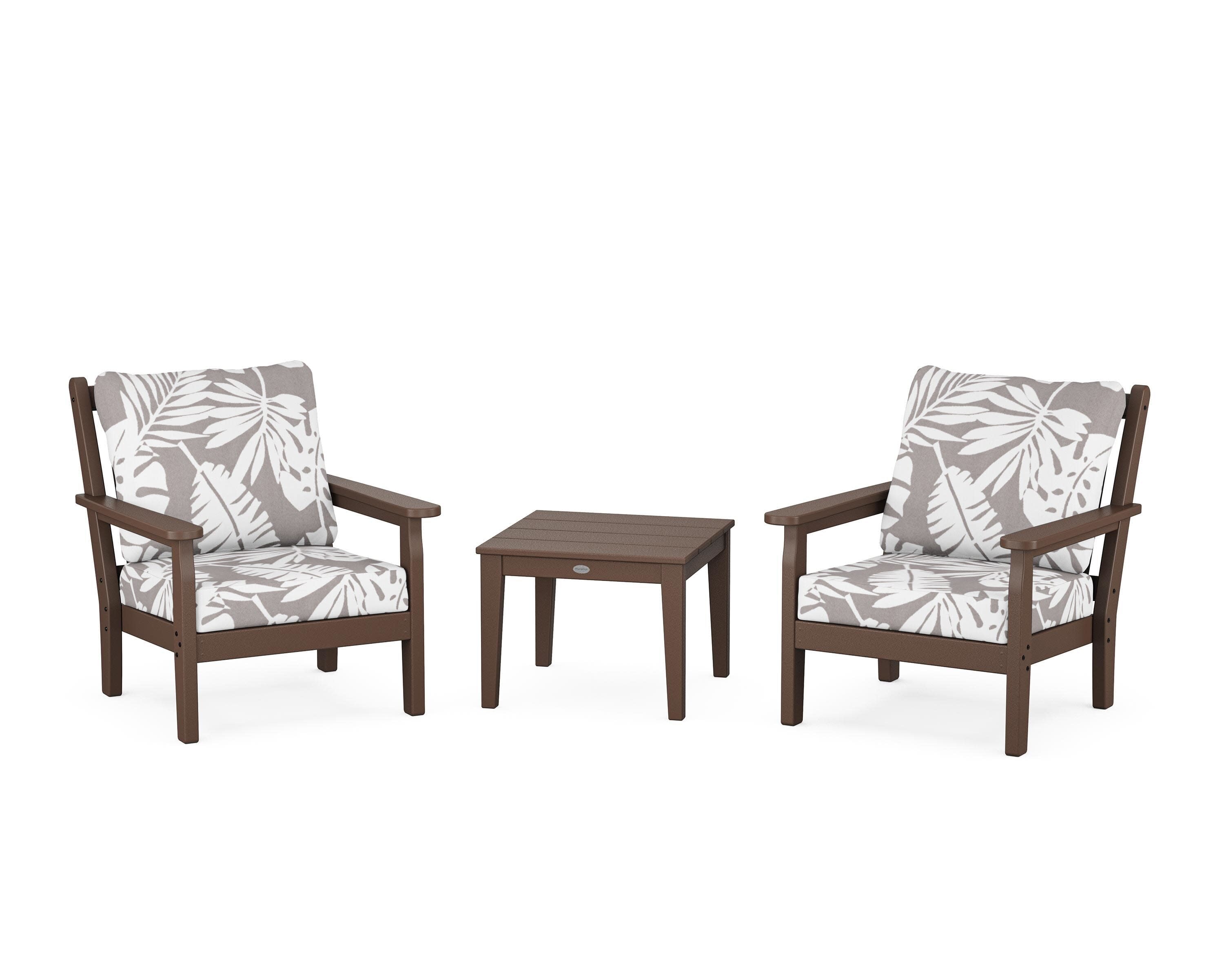 Chippendale 3-Piece Deep Seating Set in Mahogany / Leaf Grey Mist