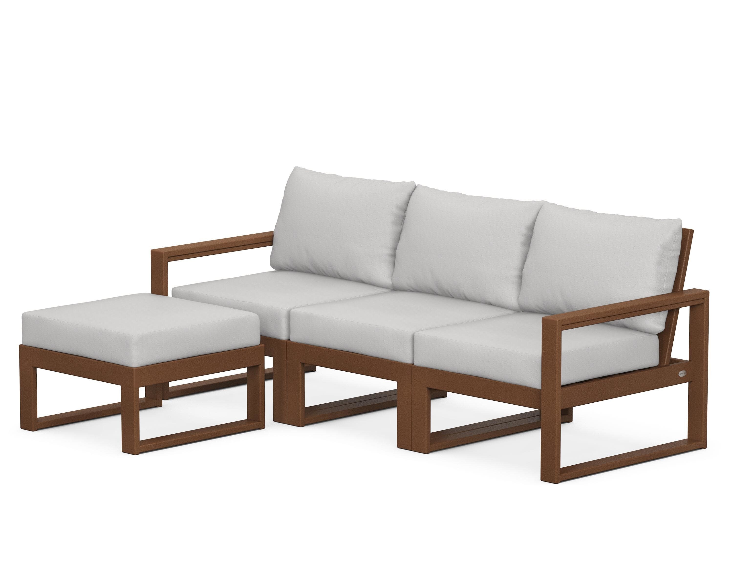 EDGE 4-Piece Modular Deep Seating Set with Ottoman in Teak / Diamond in the Rough