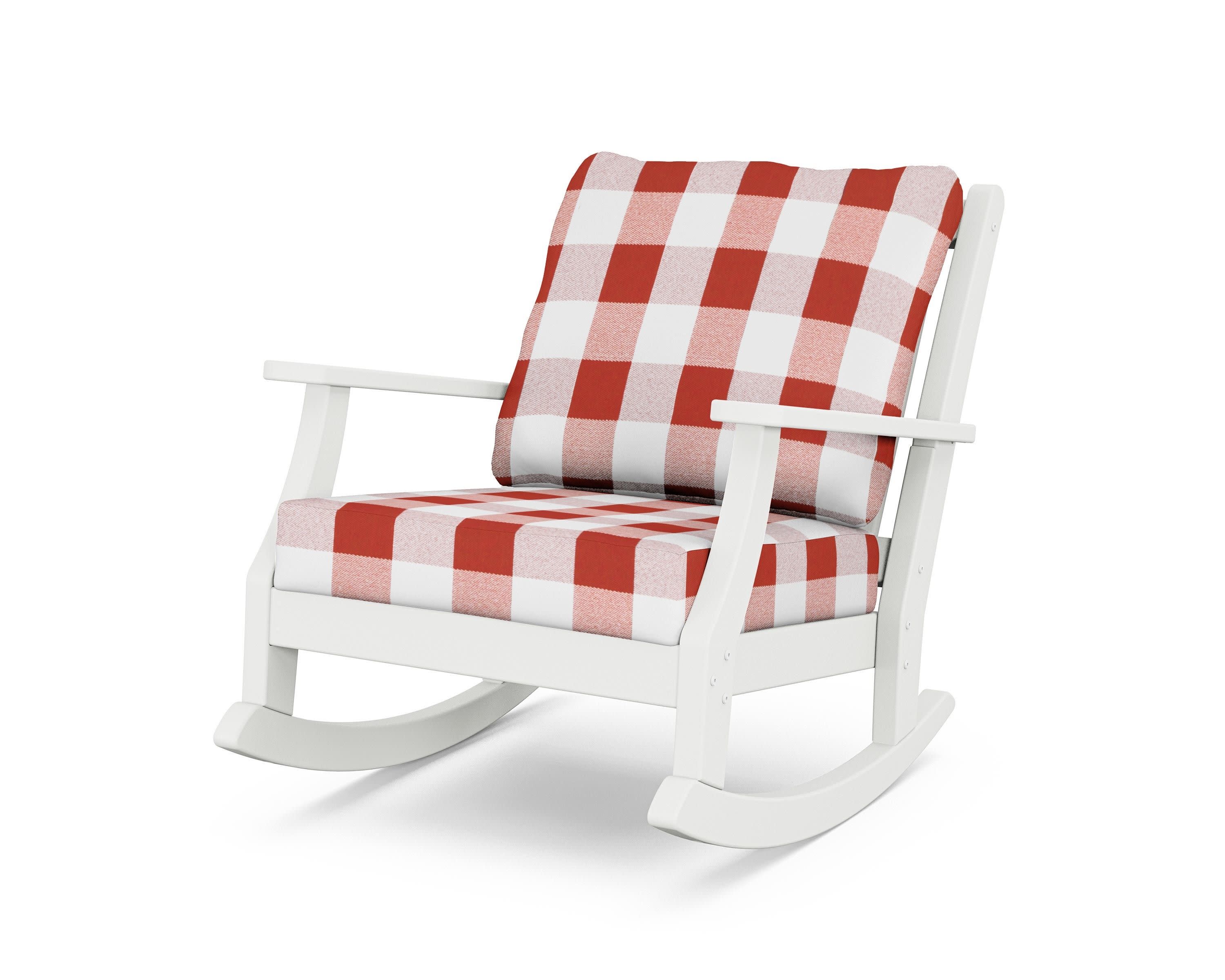 Wovendale Deep Seating Rocking Chair in White / Buffalo Plaid Crimson