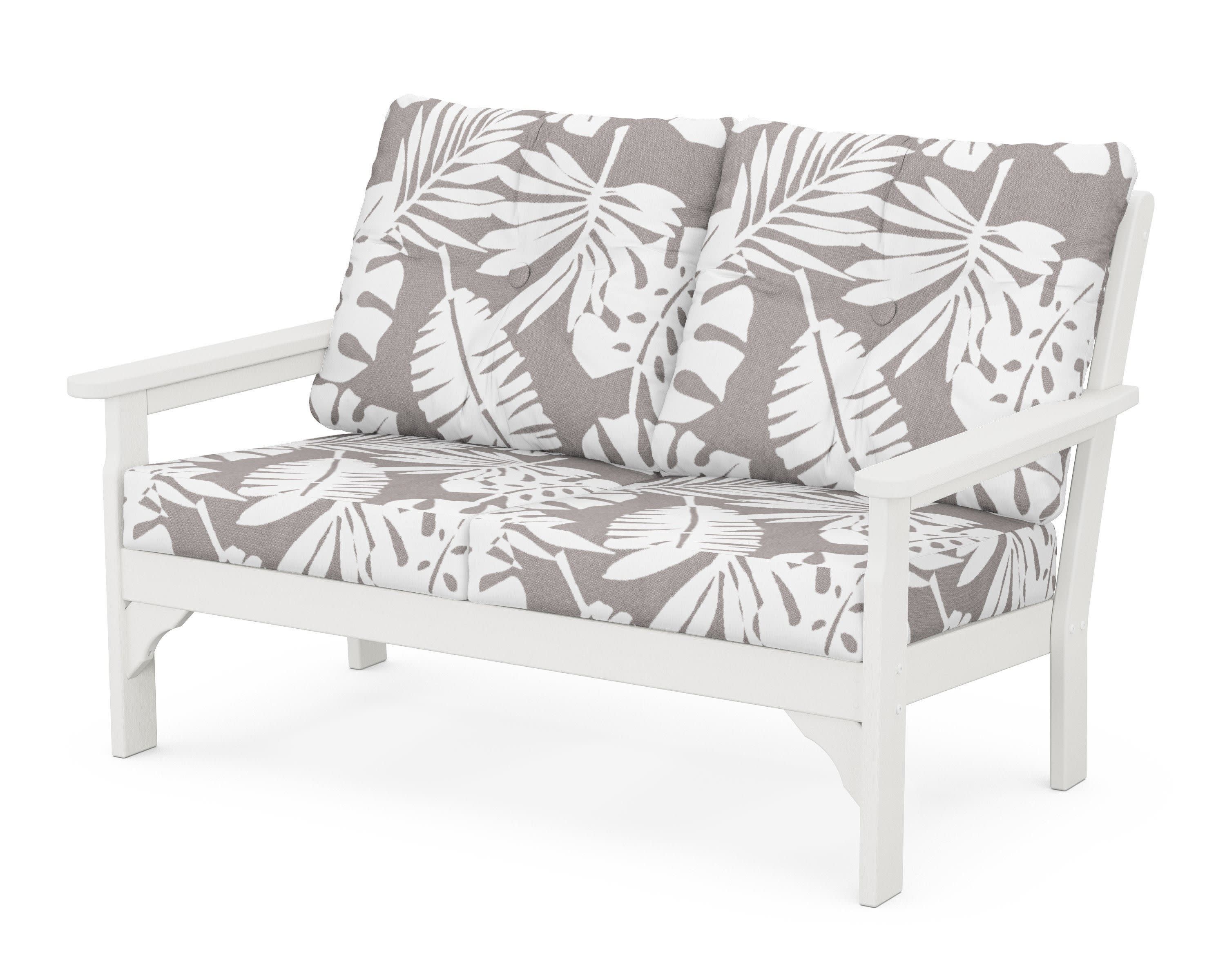 Vineyard Deep Seating Loveseat in Vintage White / Leaf Grey Mist