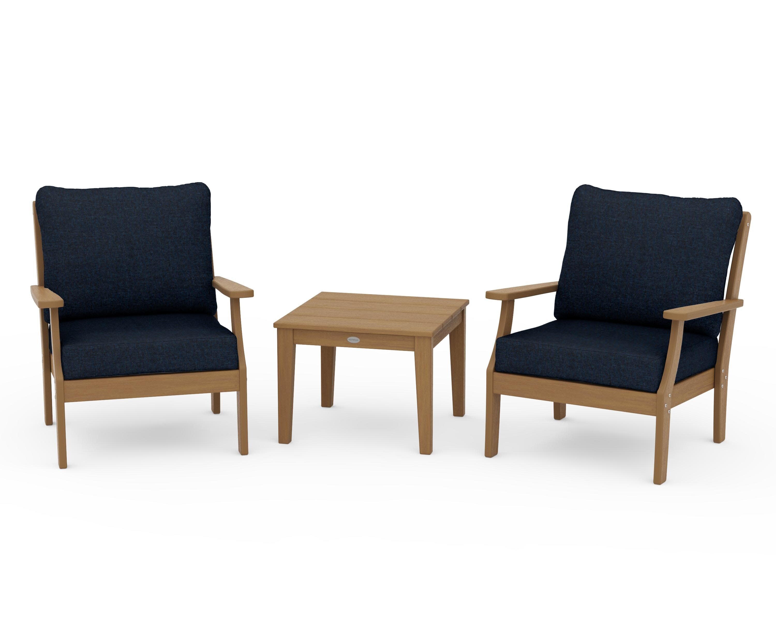 Braxton 3-Piece Deep Seating Set in Natural / Marine Indigo
