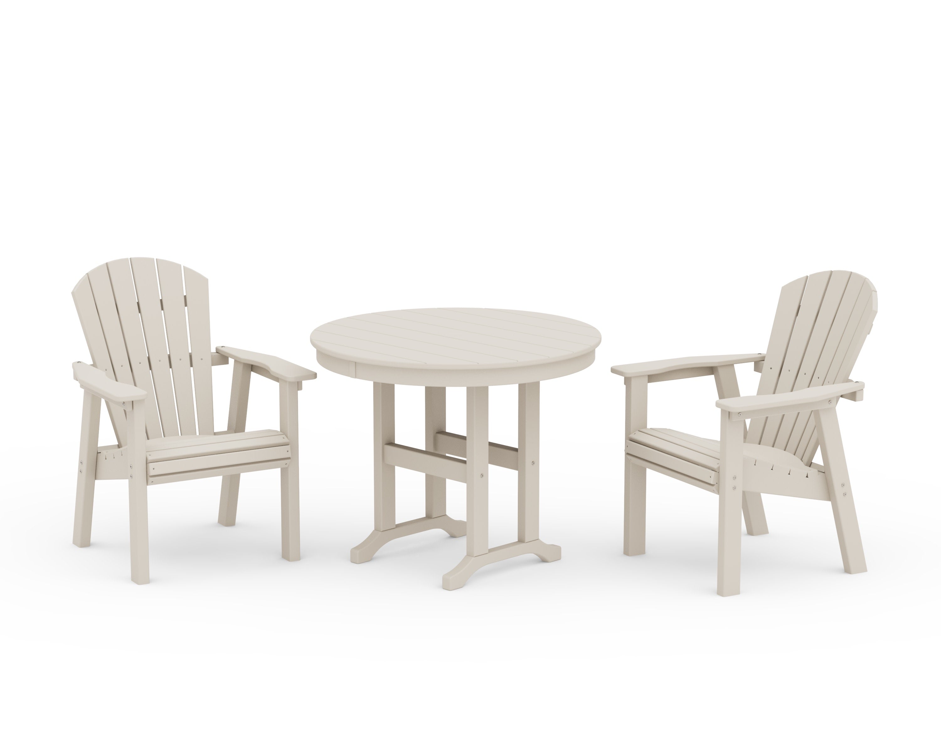 Seashell 3-Piece Round Farmhouse Dining Set in Sand