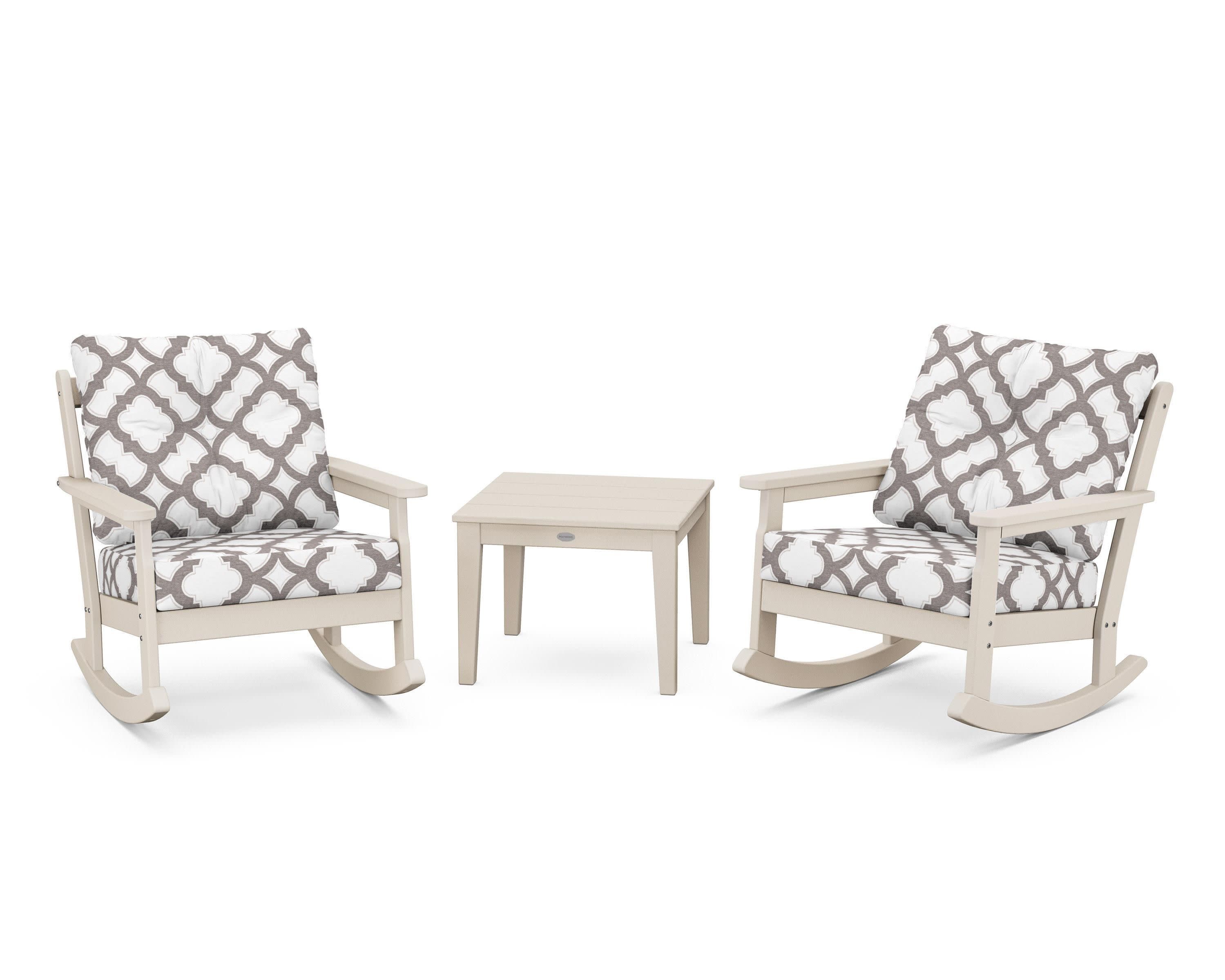 Vineyard 3-Piece Deep Seating Rocker Set in Sand / Trellis Grey Mist