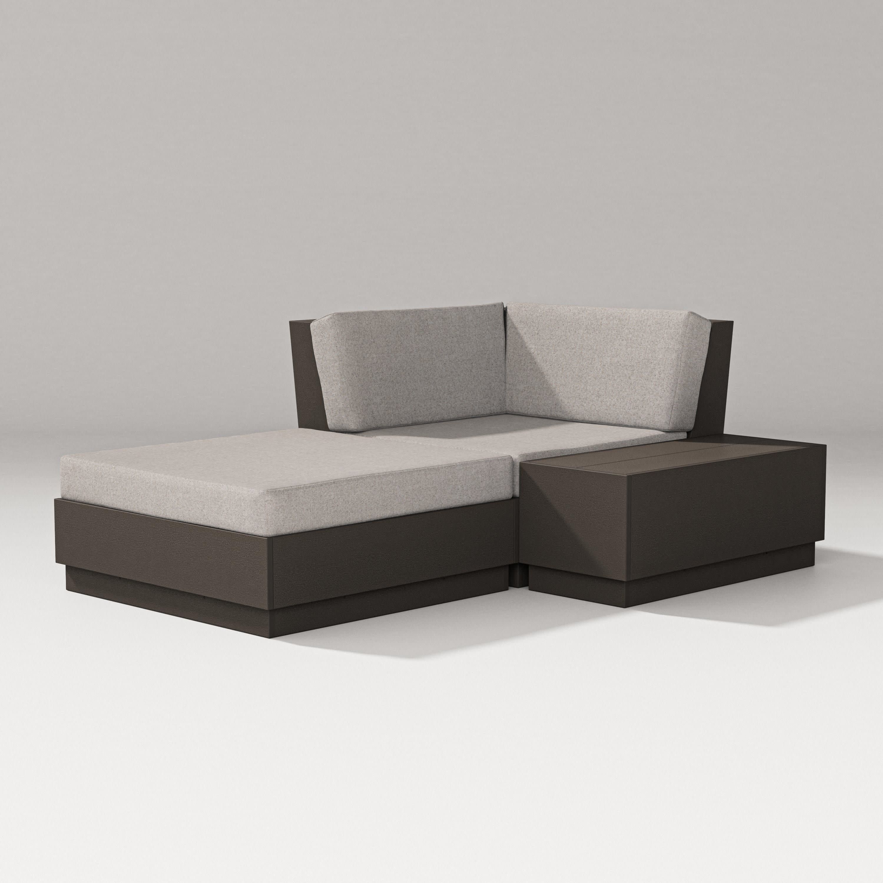 Elevate Corner Chaise in Vintage Coffee / Weathered Tweed
