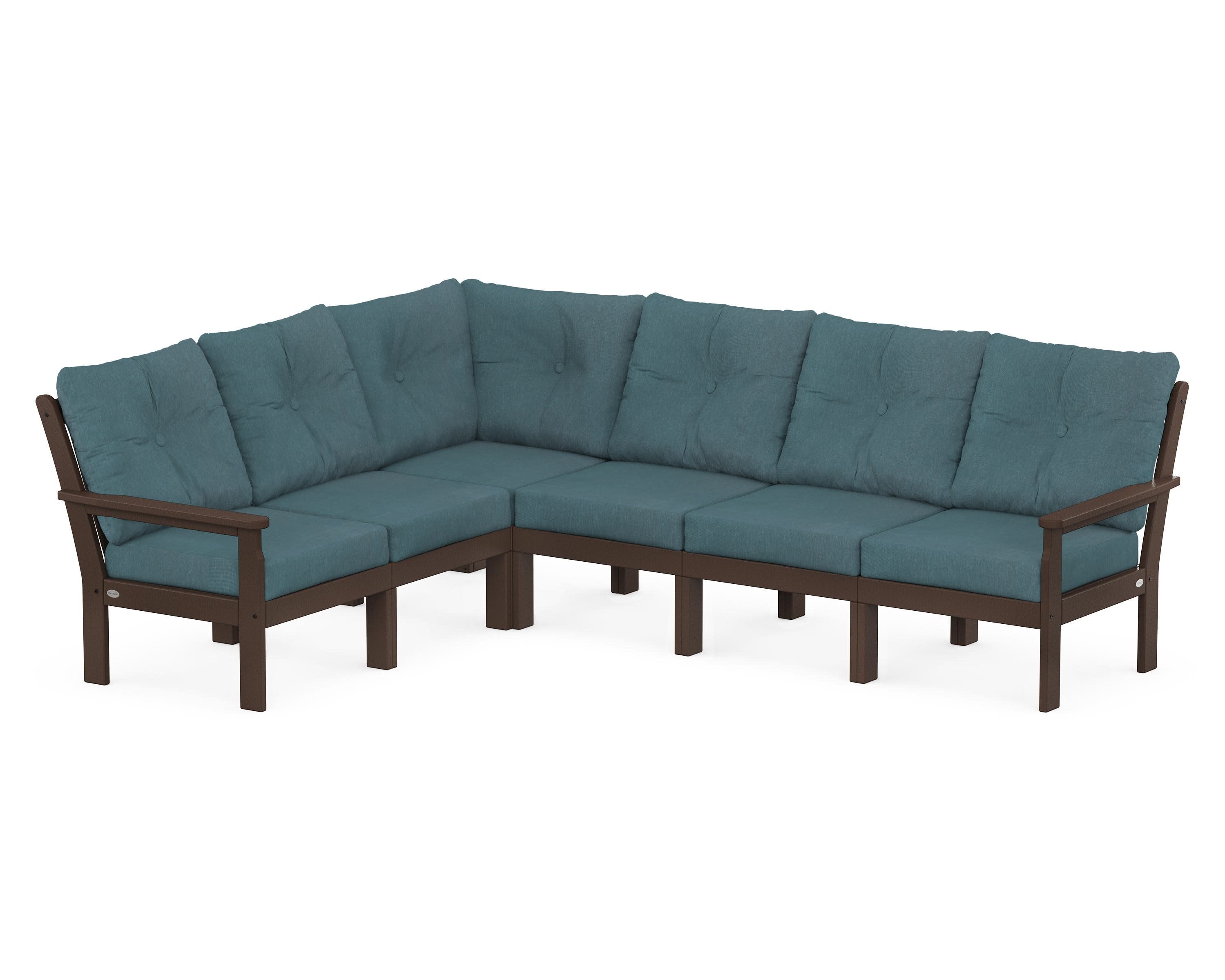 Vineyard 6-Piece Sectional in Mahogany / Ocean Teal