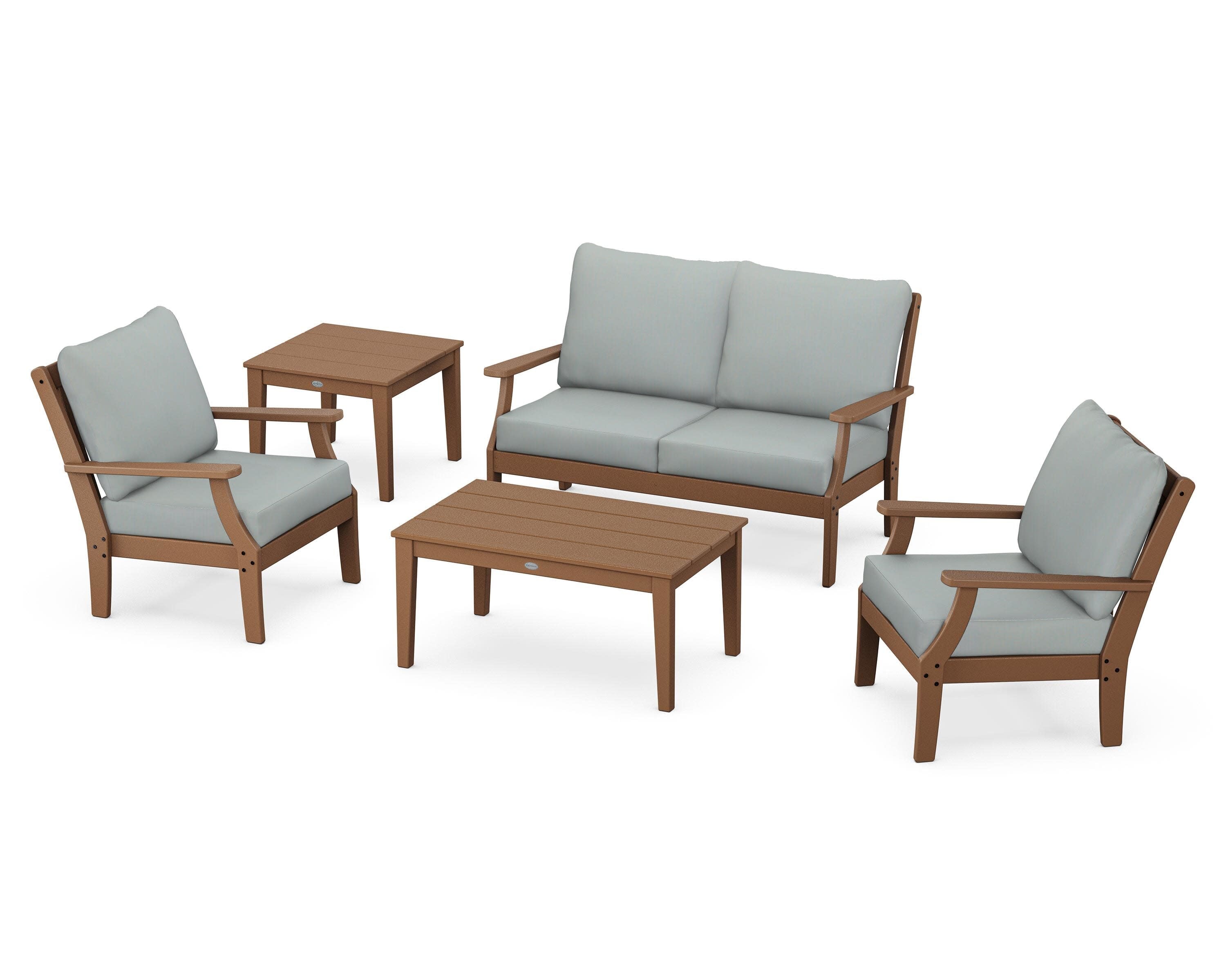 Braxton 5-Piece Deep Seating Set in Teak / Spa