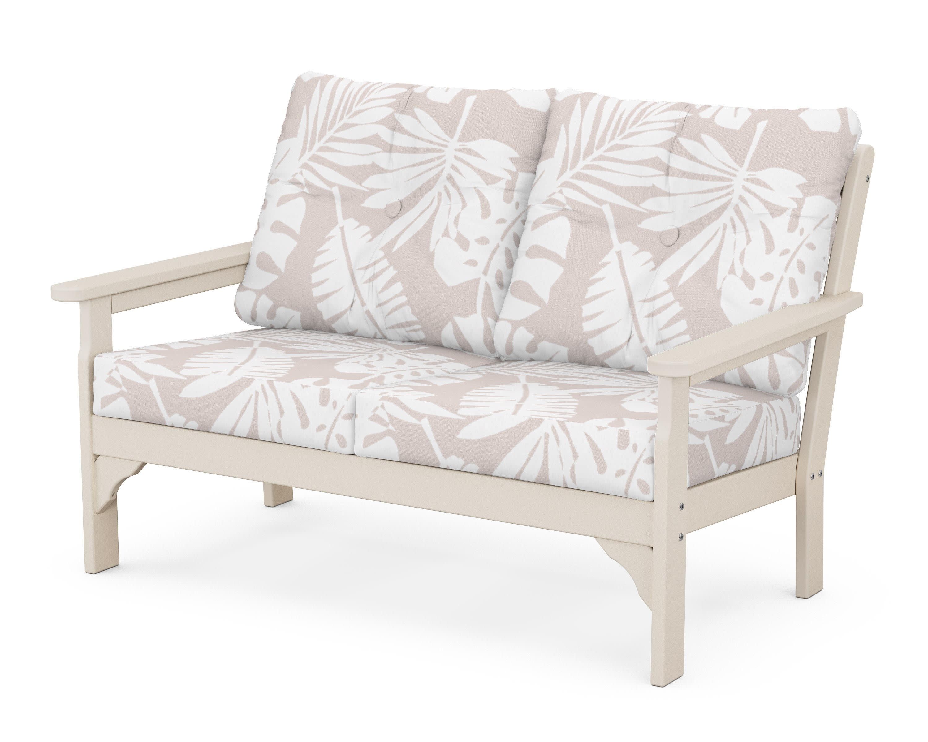 Vineyard Deep Seating Loveseat in Sand / Leaf Dune Burlap
