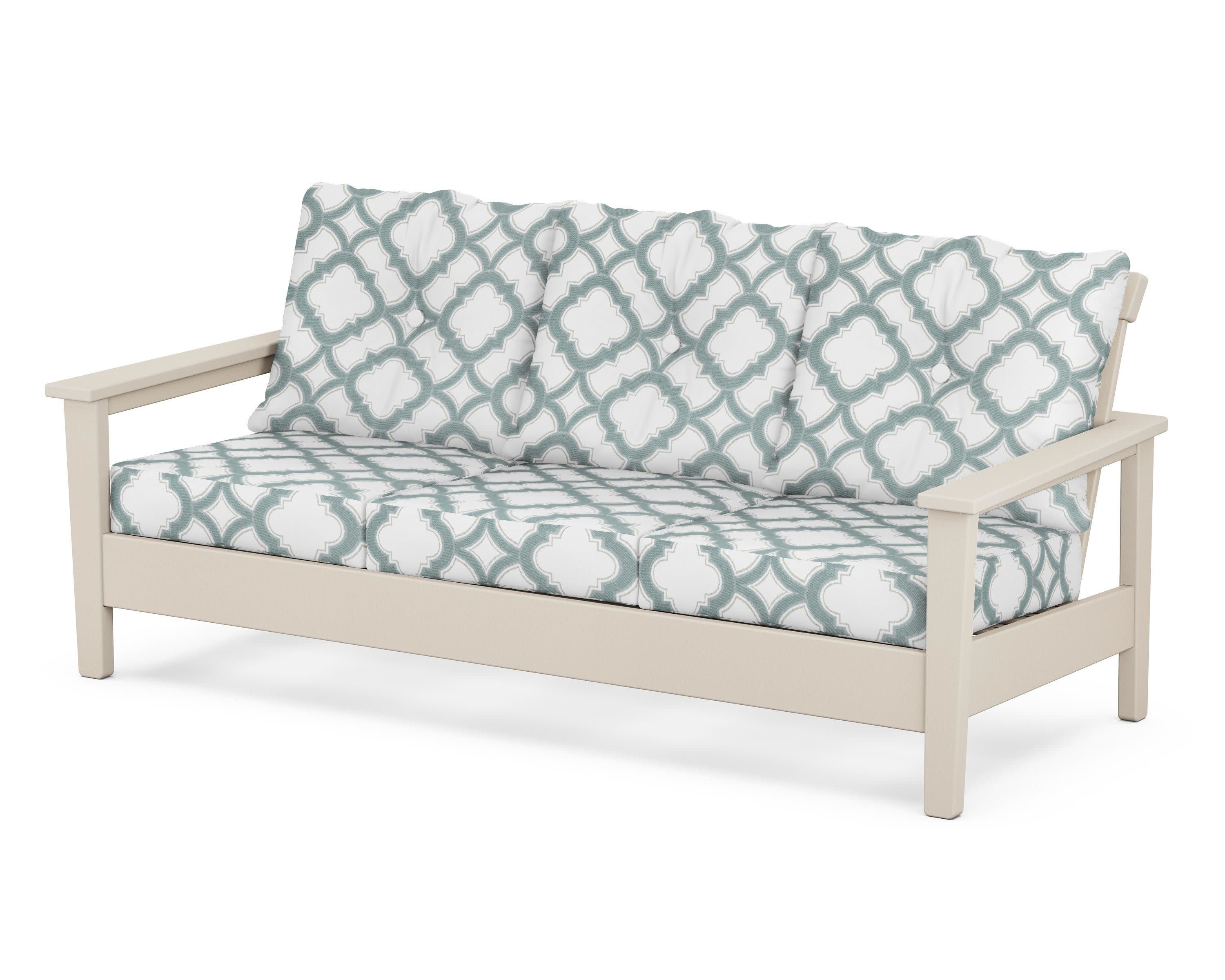 Prescott Deep Seating Sofa in Sand / Trellis Glacier Spa