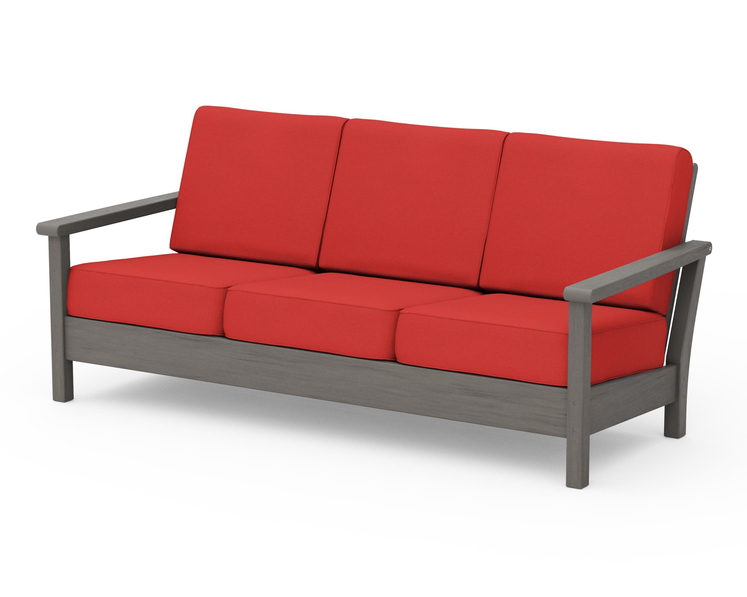 Harbour Deep Seating Sofa in Driftwood / Crimson Linen