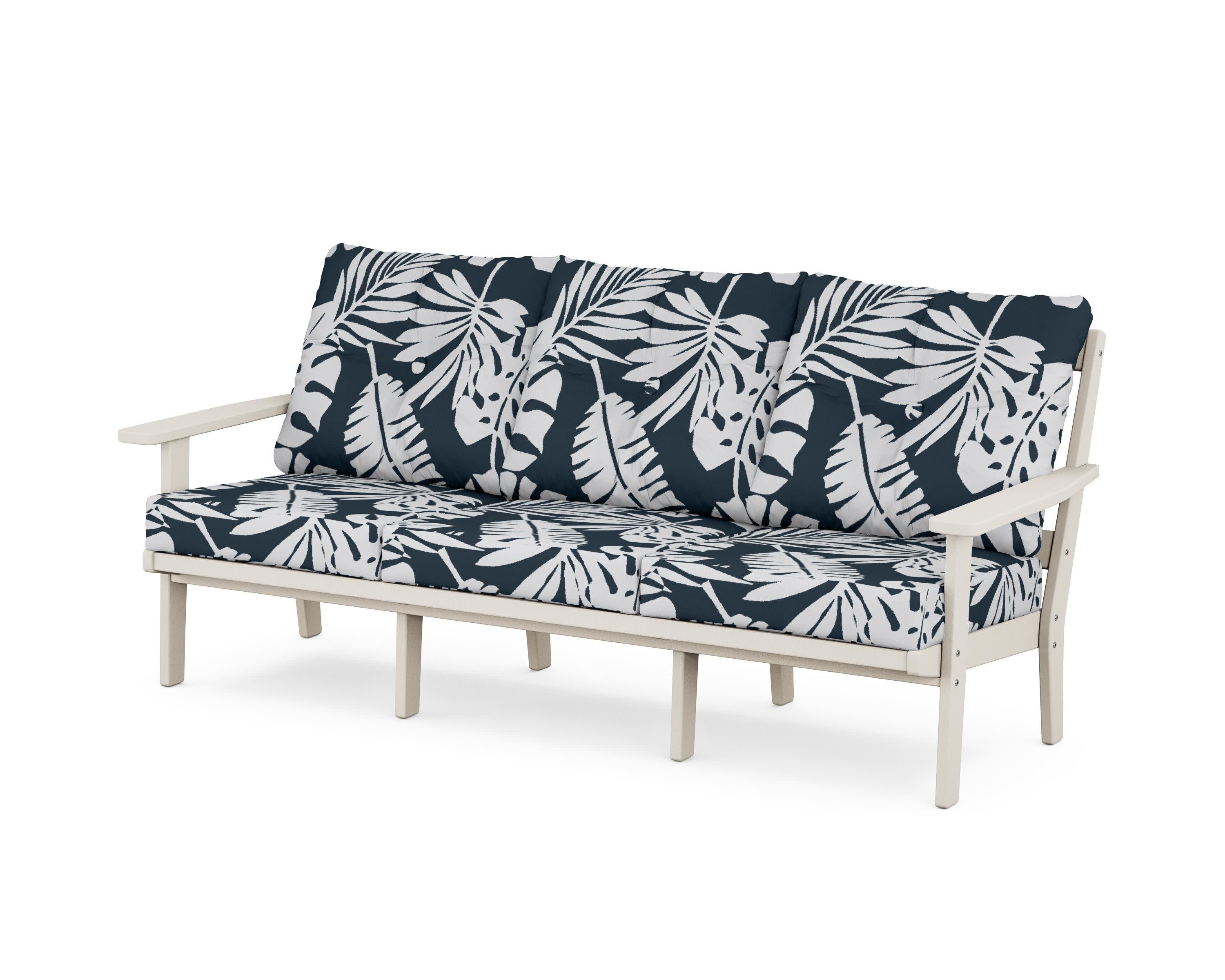 Oxford Deep Seating Sofa in Sand / Leaf Marine Indigo