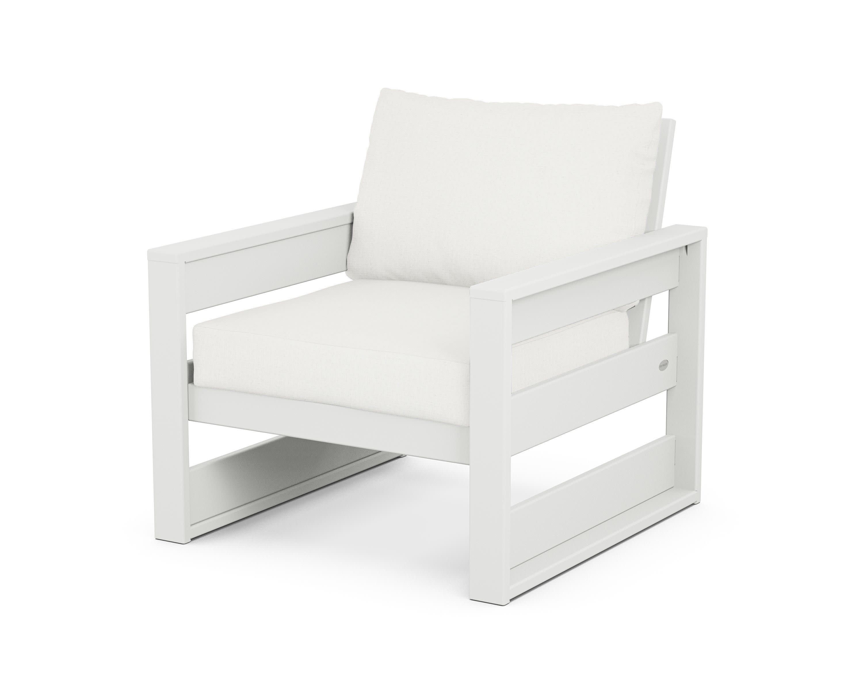 Westport Club Chair in White / Natural Linen