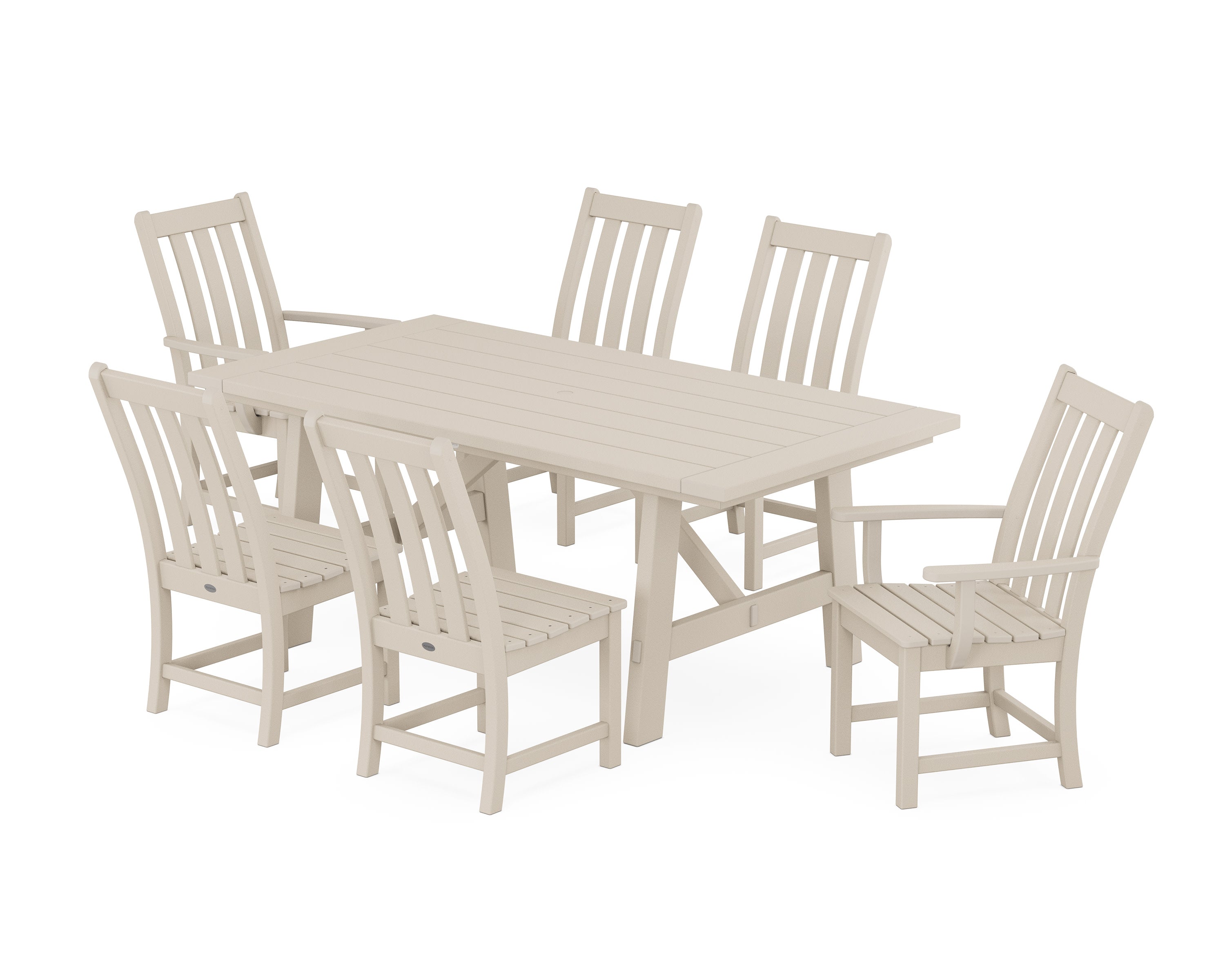 Vineyard 7-Piece Rustic Farmhouse Dining Set in Sand