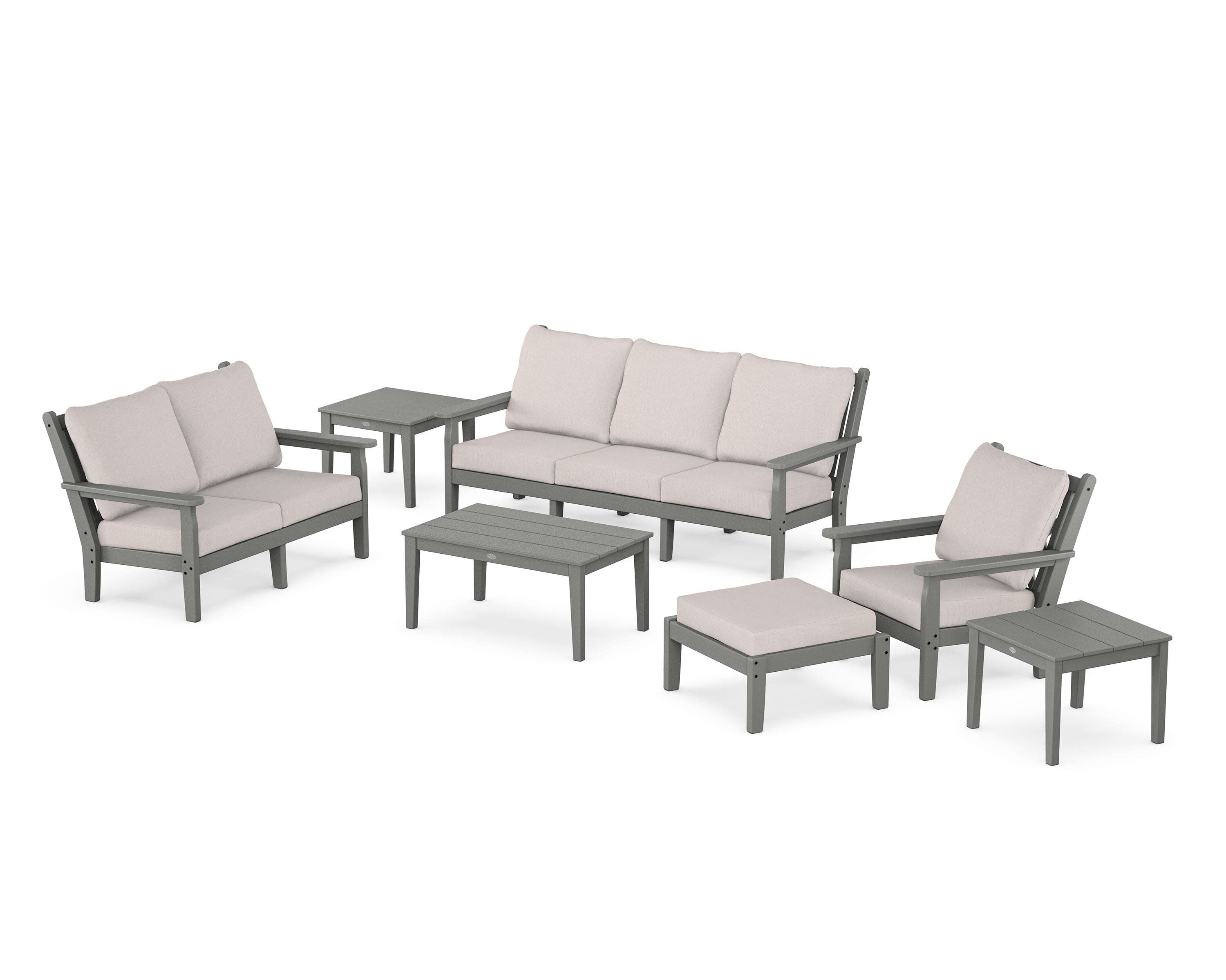 Chippendale 7-Piece Deep Seating Set in Slate Grey / Dune Burlap