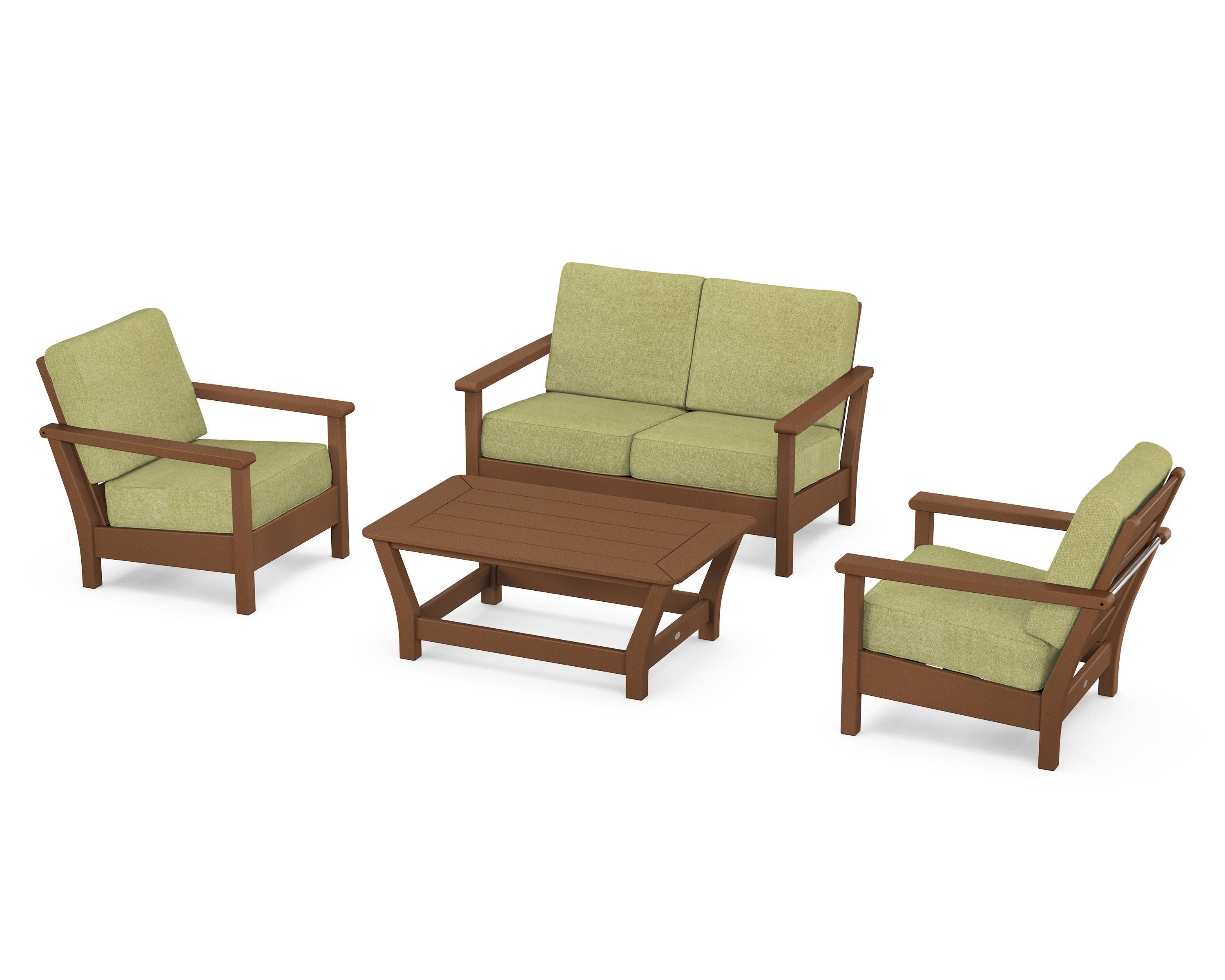 Harbour 4-Piece Deep Seating Set in Teak / Chartreuse Boucle