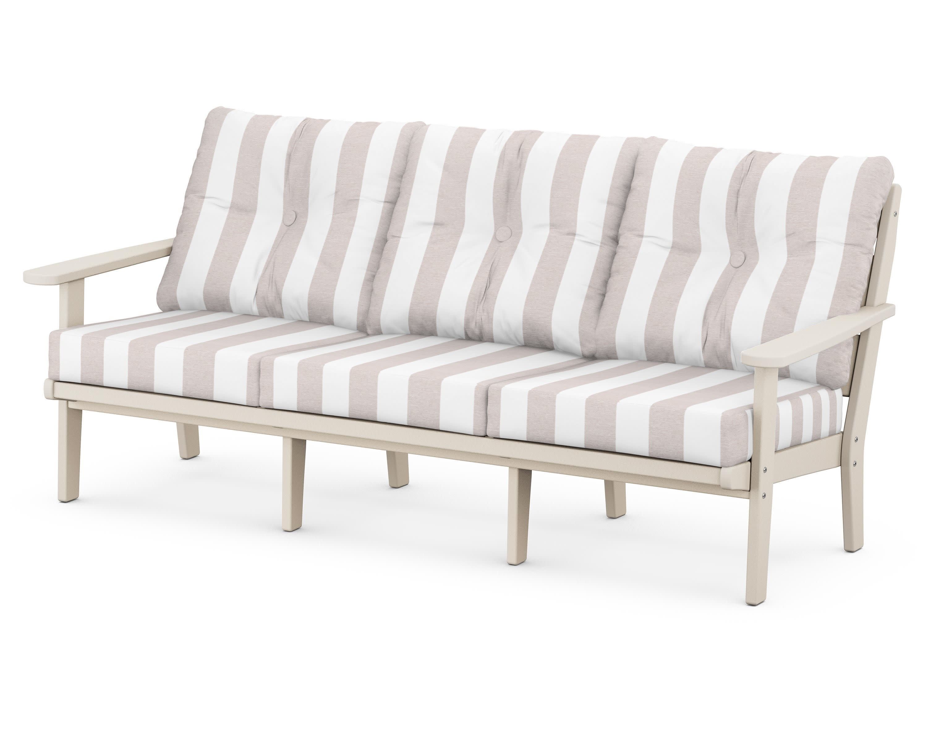 Lakeside Deep Seating Sofa in Sand / Cabana Stripe Dune Burlap