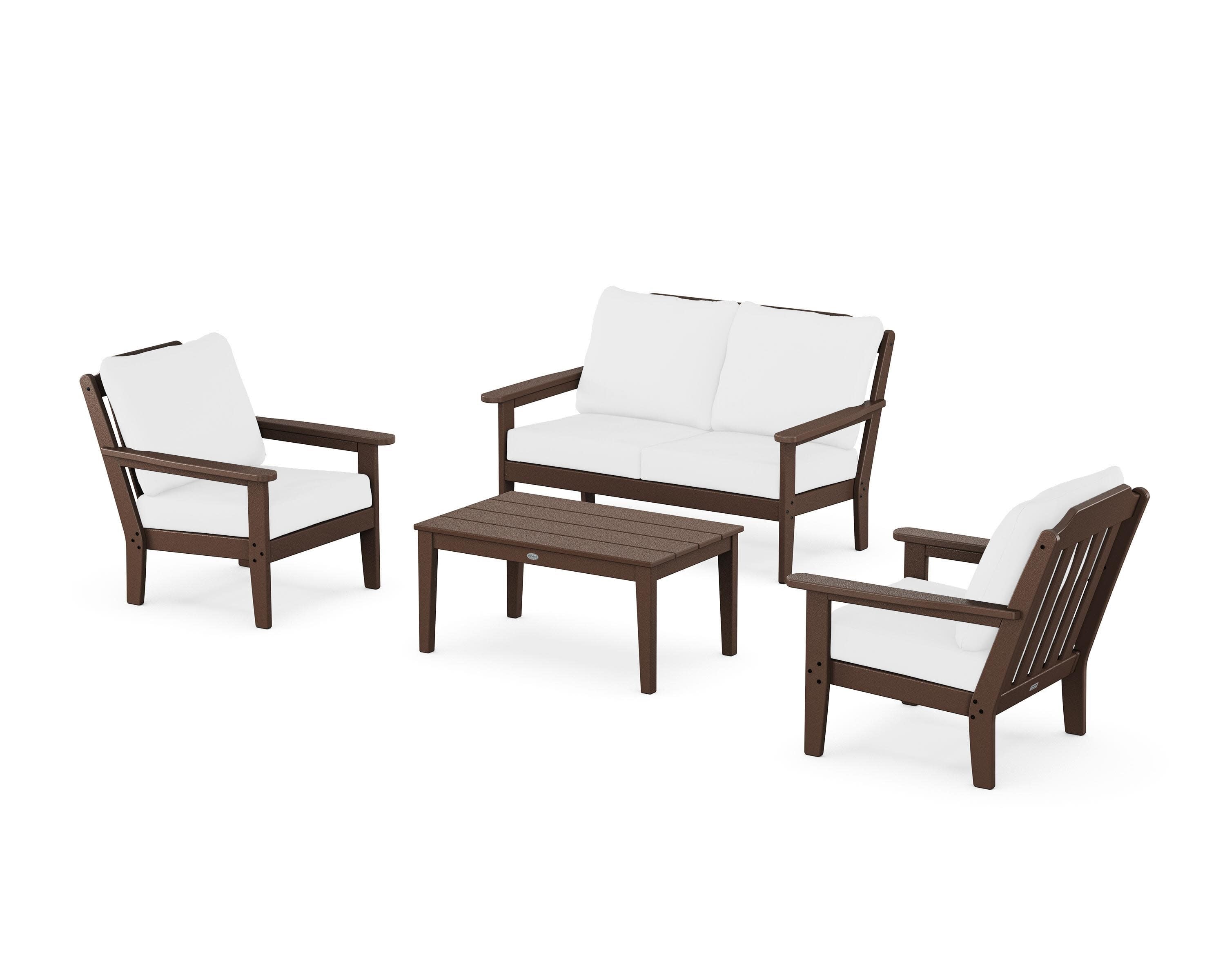 Cottage 4-Piece Deep Seating Set with Loveseat in Mahogany / Natural