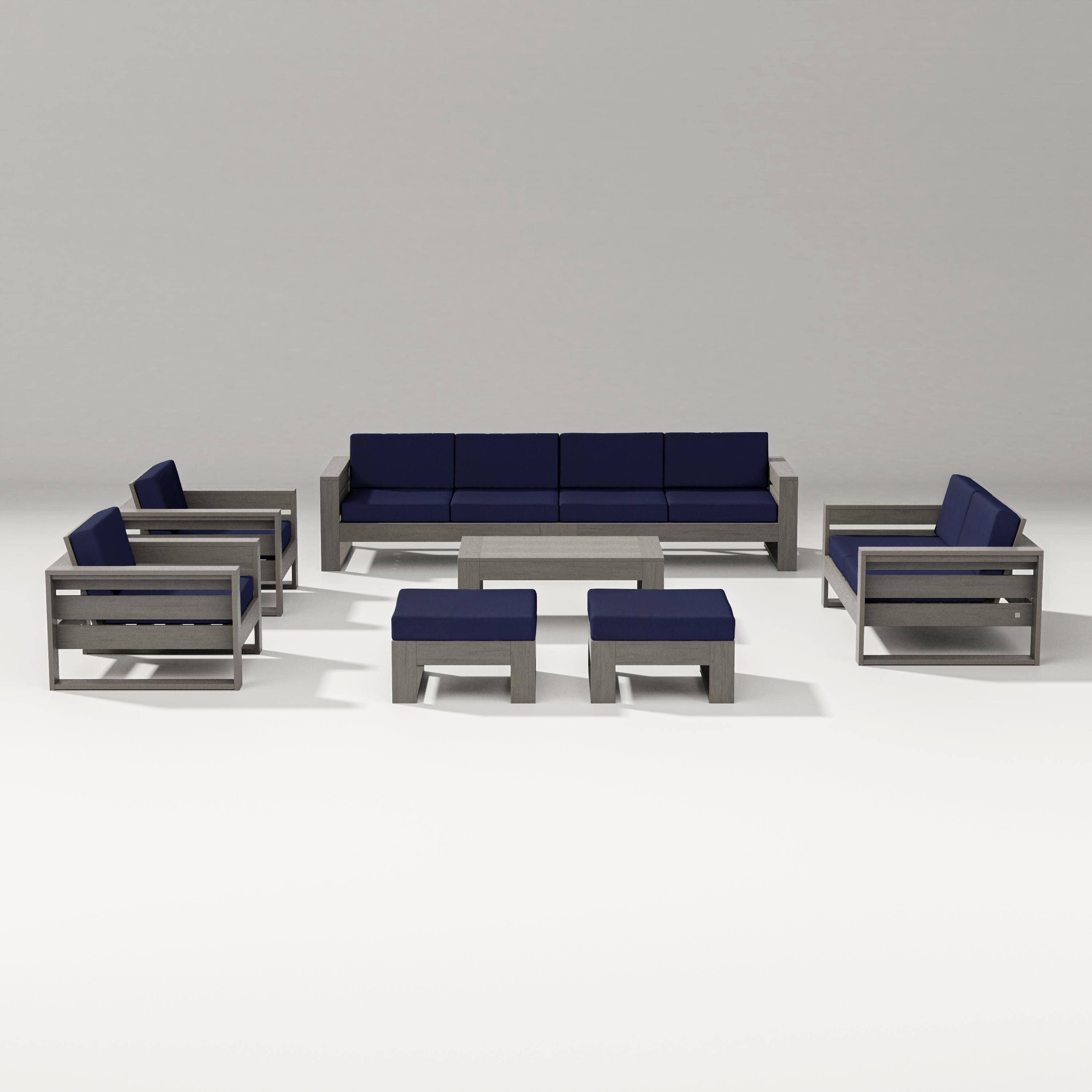 Latitude 8-Piece Lounge Sofa Set in Driftwood / Navy