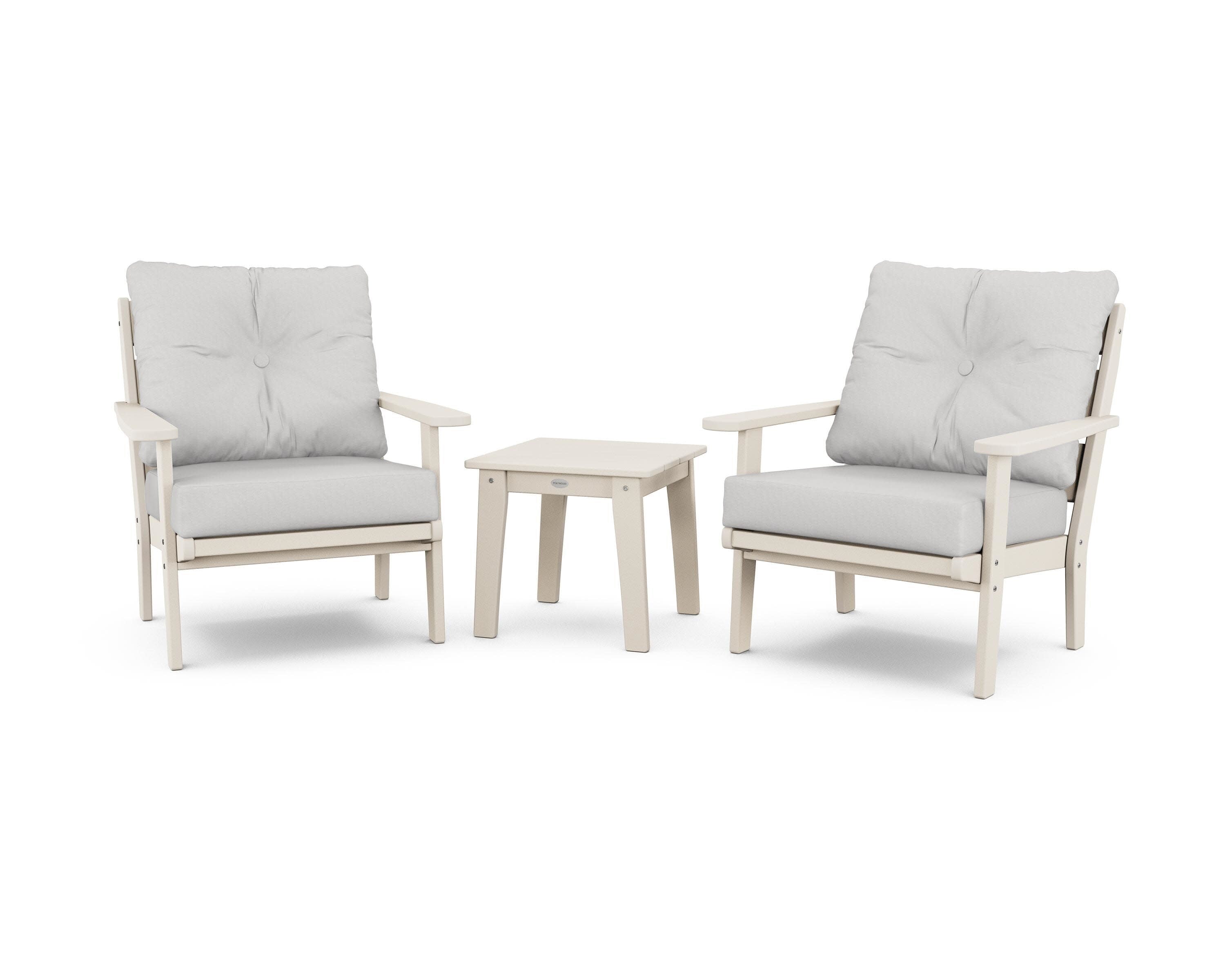 Lakeside 3-Piece Deep Seating Chair Set in Sand / Diamond in the Rough
