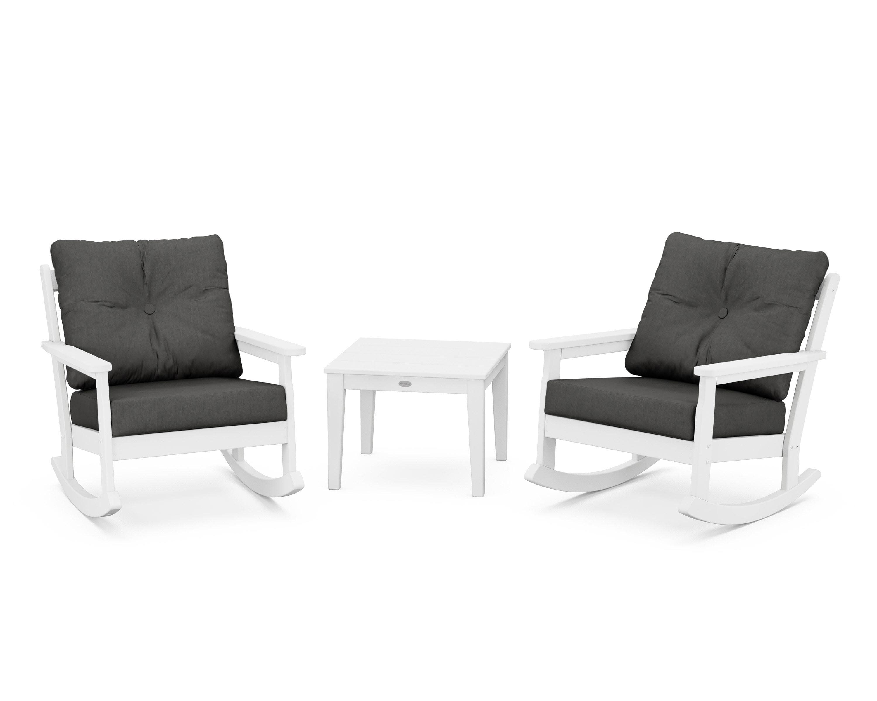 Vineyard 3-Piece Deep Seating Rocker Set in White / Spectrum Carbon