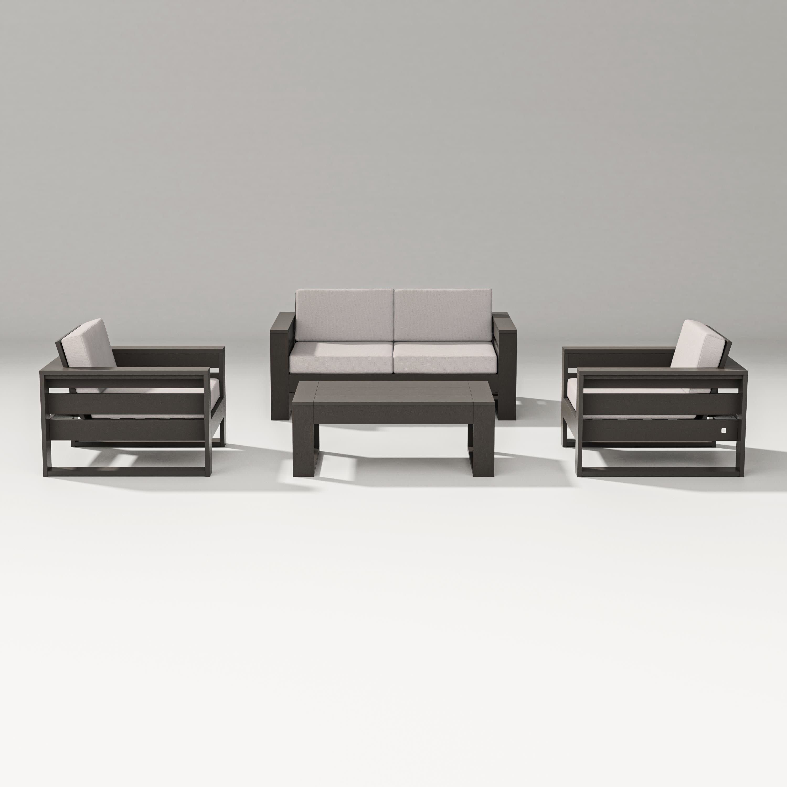Latitude 4-Piece Lounge Loveseat Set in Vintage Coffee / Dune Burlap