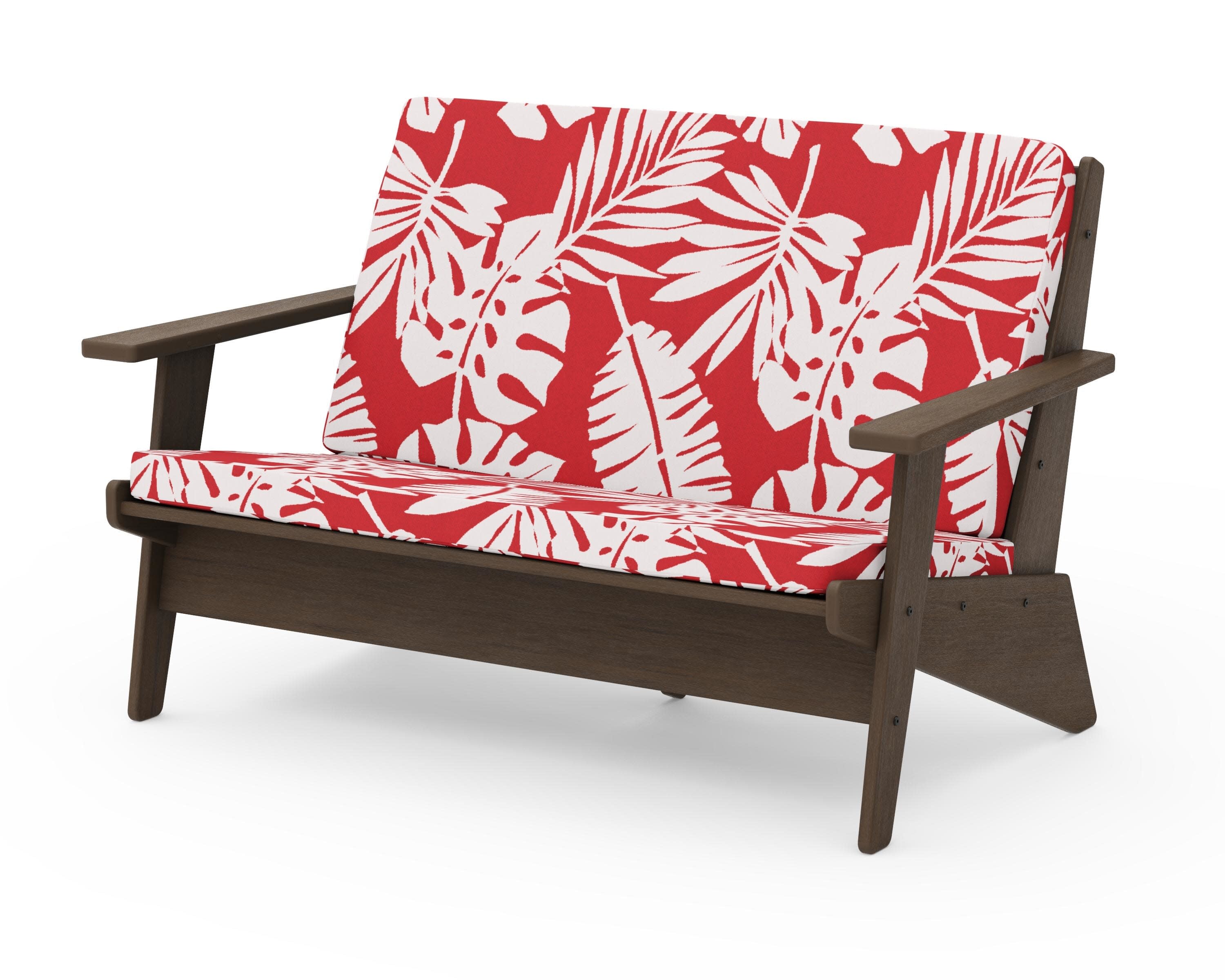 Riviera Modern Lounge Loveseat in Kona / Leaf Crimson