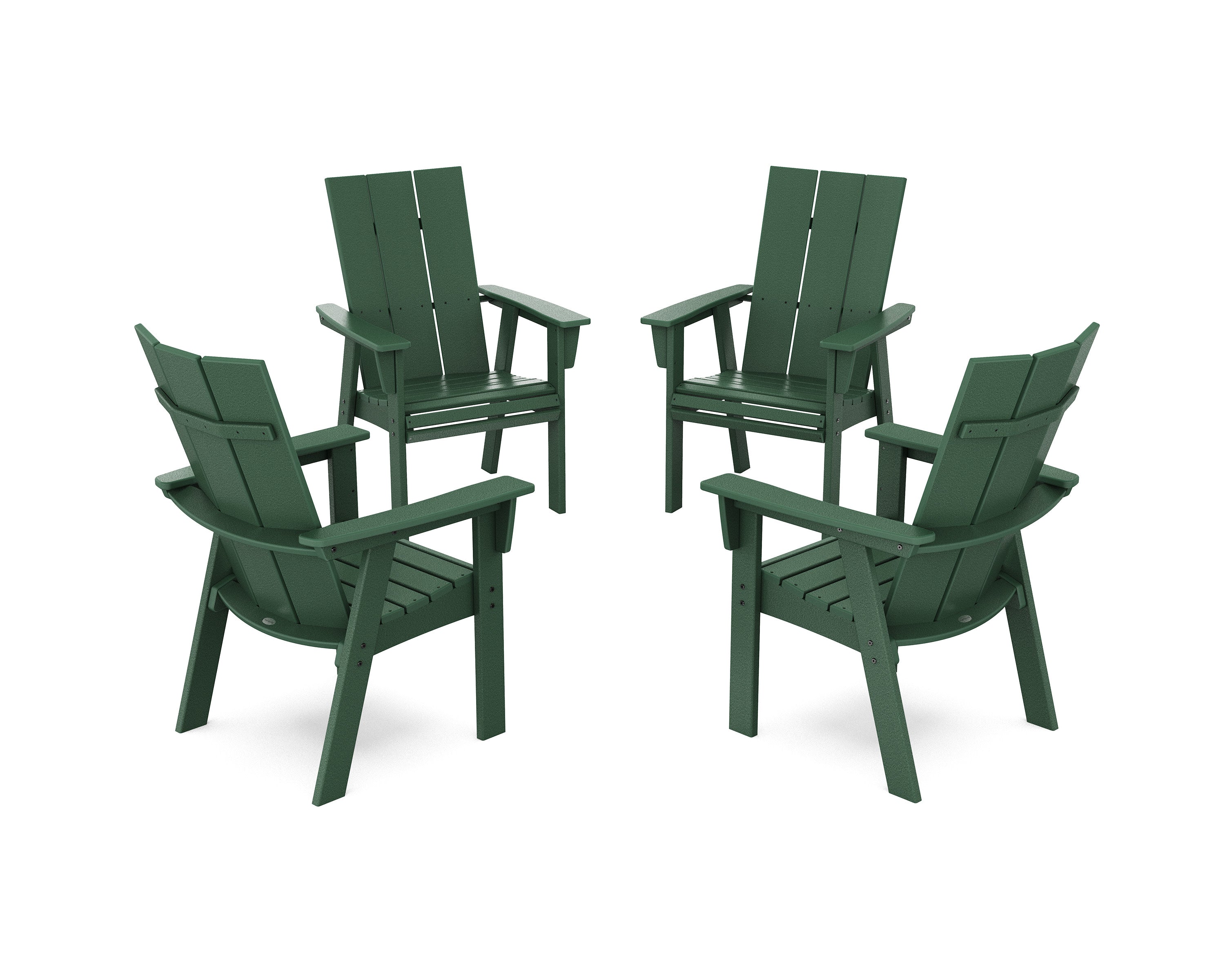 Modern 4-Piece Curveback Upright Adirondack Conversation Set in Green
