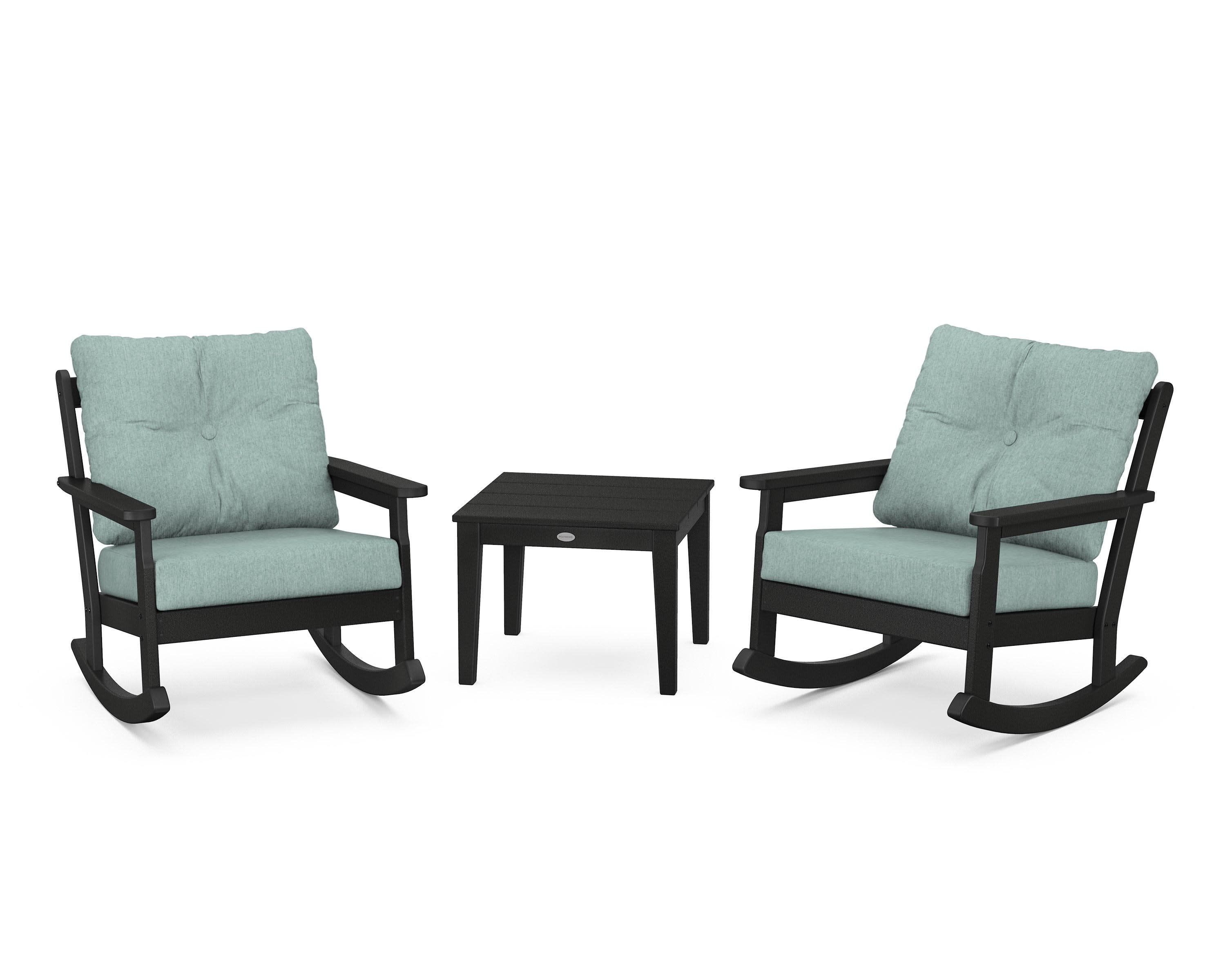 Vineyard 3-Piece Deep Seating Rocker Set in Black / Glacier Spa