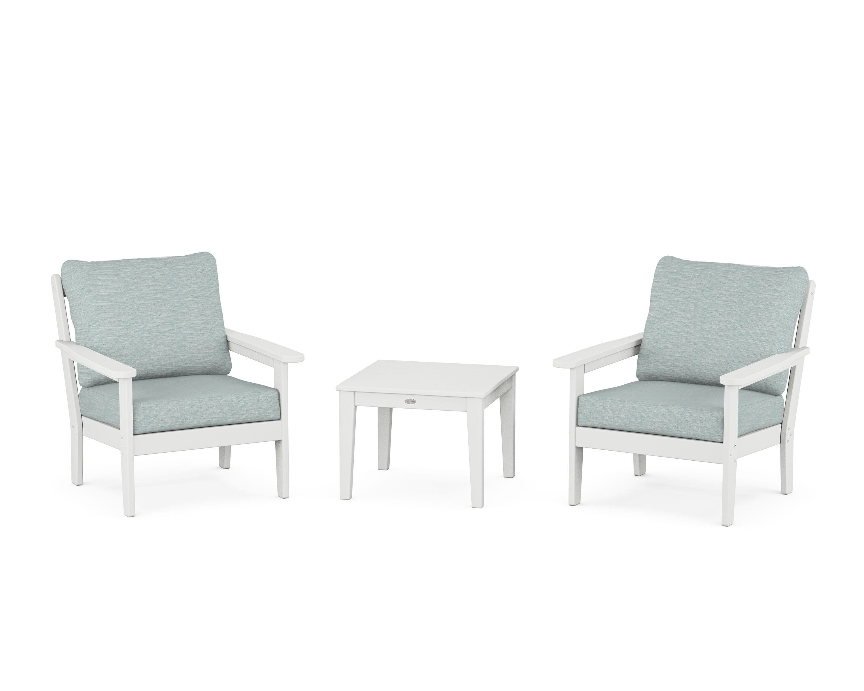 Cottage 3-Piece Deep Seating Set in White / Soothe Mist