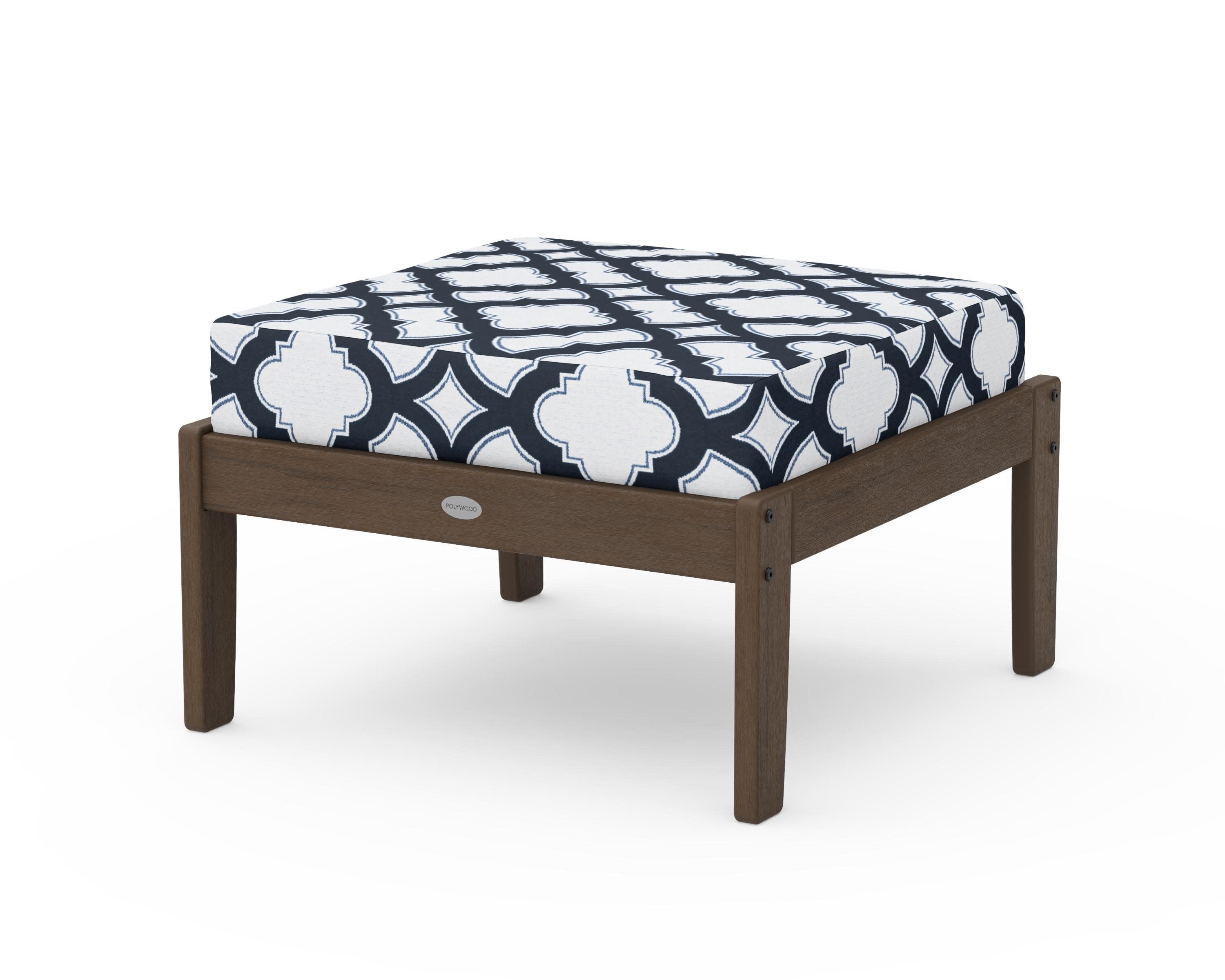 Braxton Deep Seating Ottoman in Kona / Trellis Marine Indigo