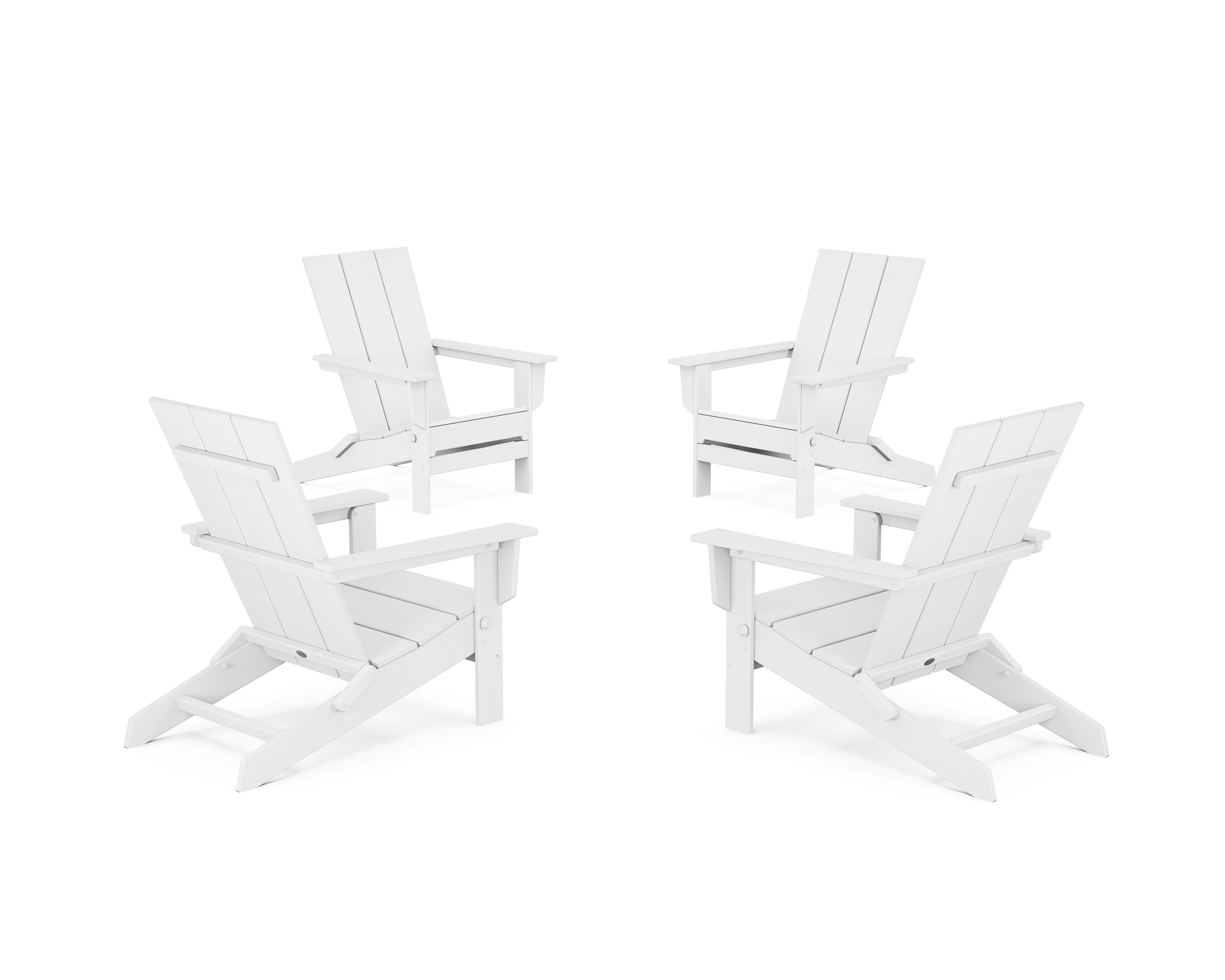 4-Piece Modern Studio Folding Adirondack Chair Conversation Set in White