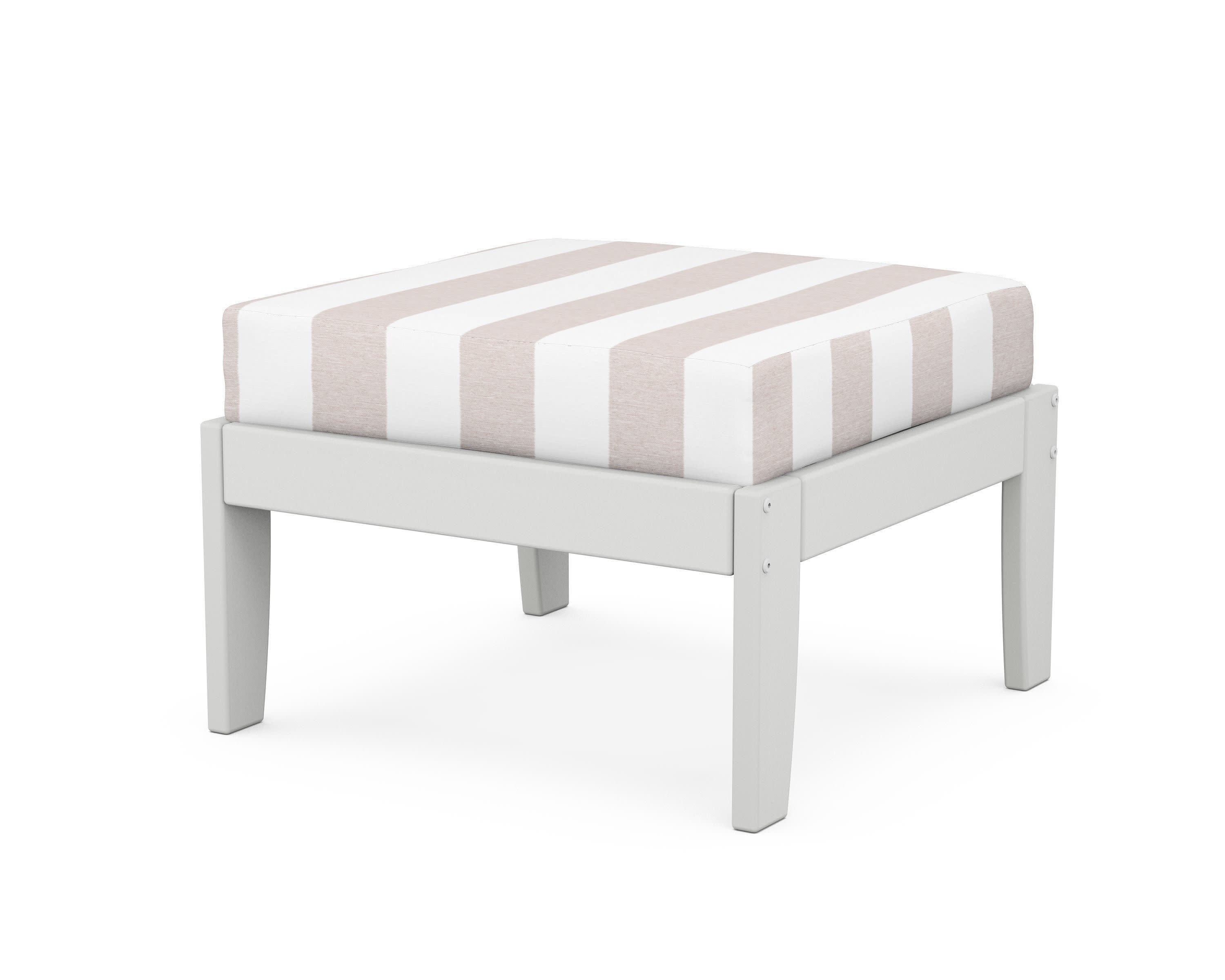 Modular Ottoman - Classic in White / Cabana Stripe Dune Burlap