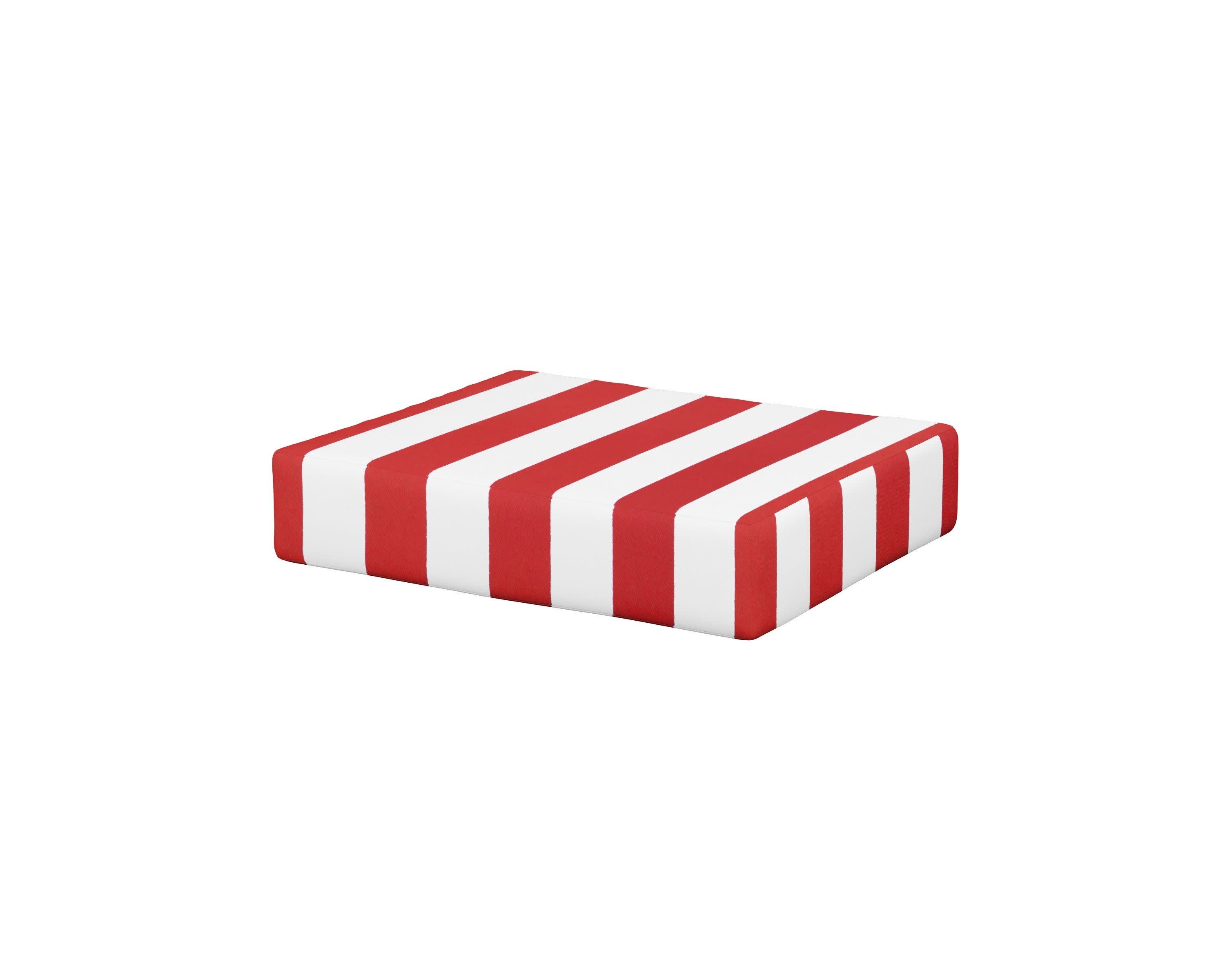 Acadia Ottoman Cushion in Cabana Stripe Crimson