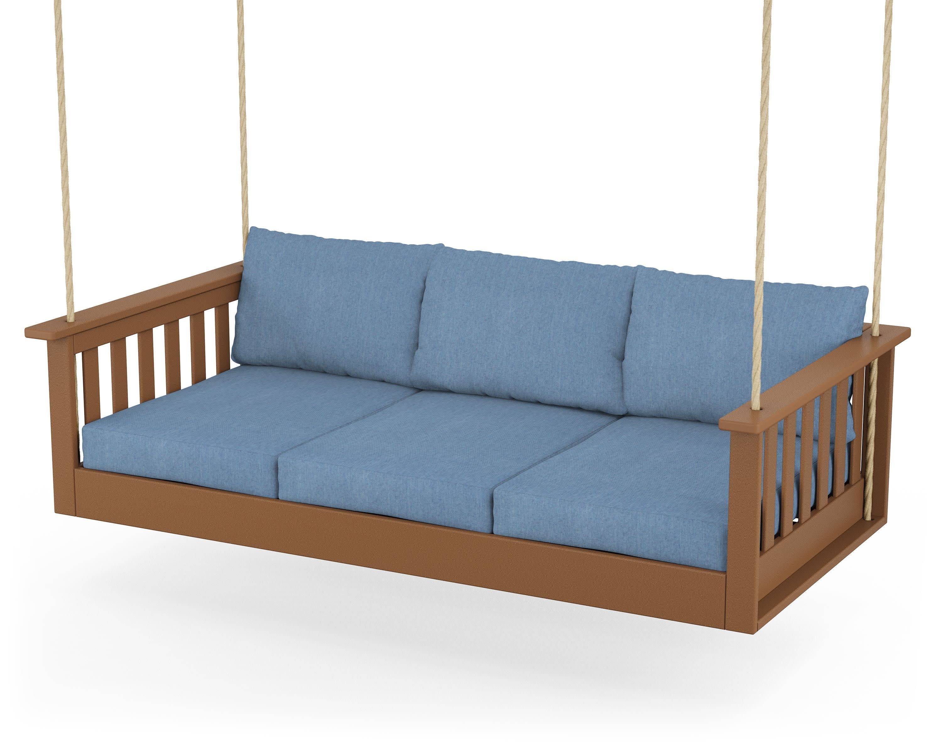 Vineyard Daybed Swing in Teak / Sky Blue