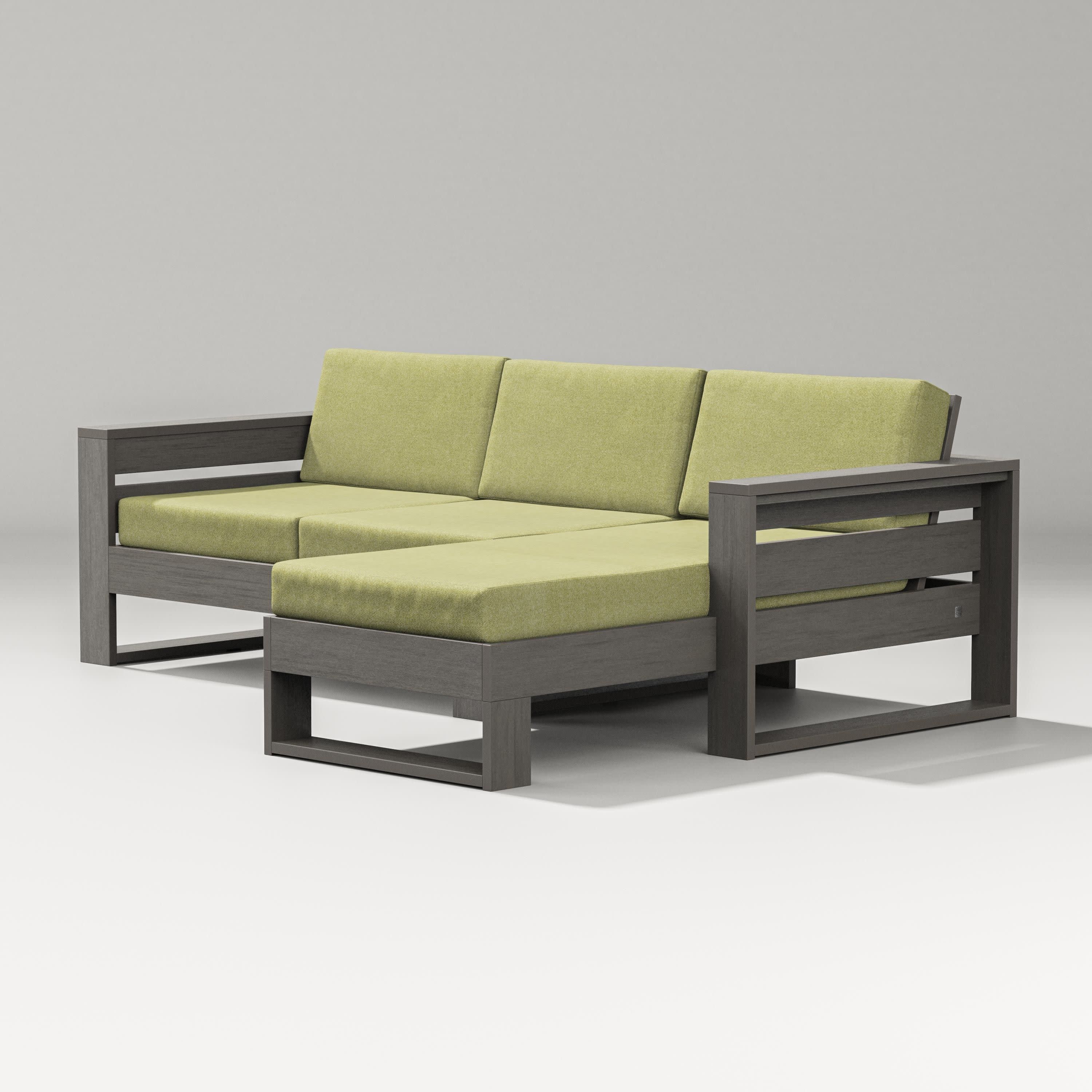 Latitude Right Chaise Sectional in Driftwood / Chartreuse Boucle