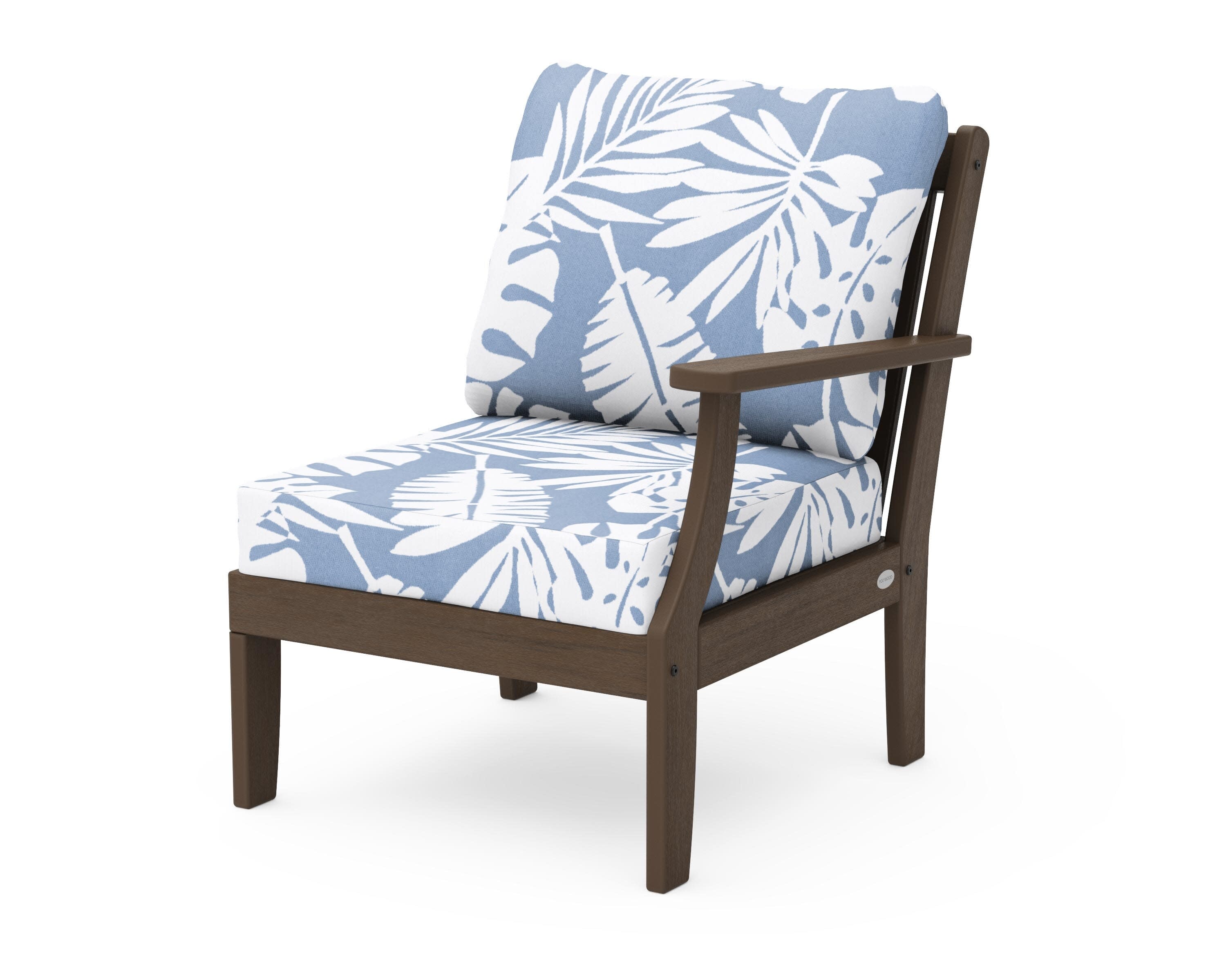 Braxton Modular Right Arm Chair in Kona / Leaf Sky Blue