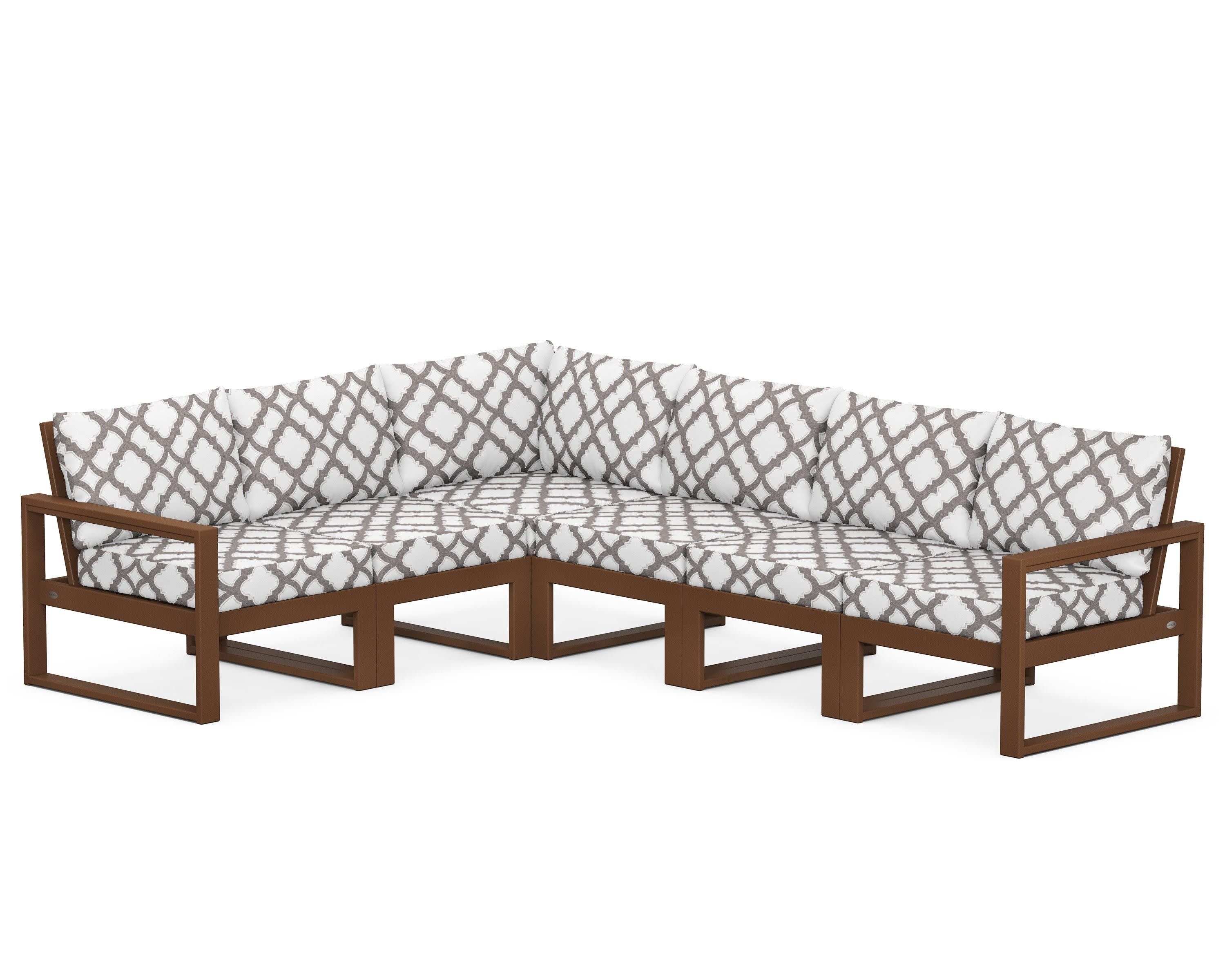 EDGE 6-Piece Modular Deep Seating Set in Teak / Trellis Grey Mist