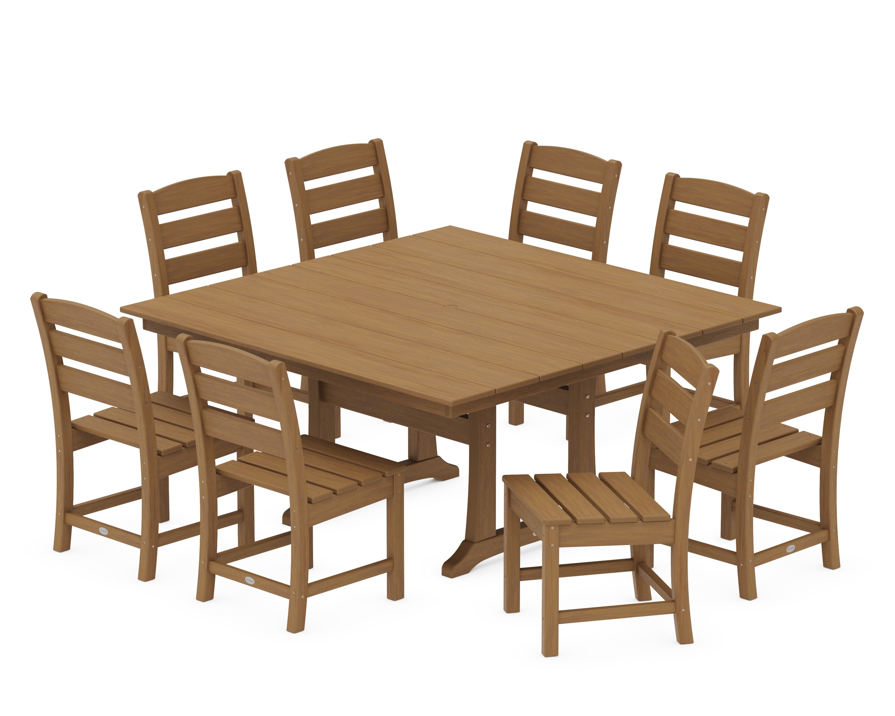 Lakeside 9-Piece Farmhouse Trestle Dining Set in Natural