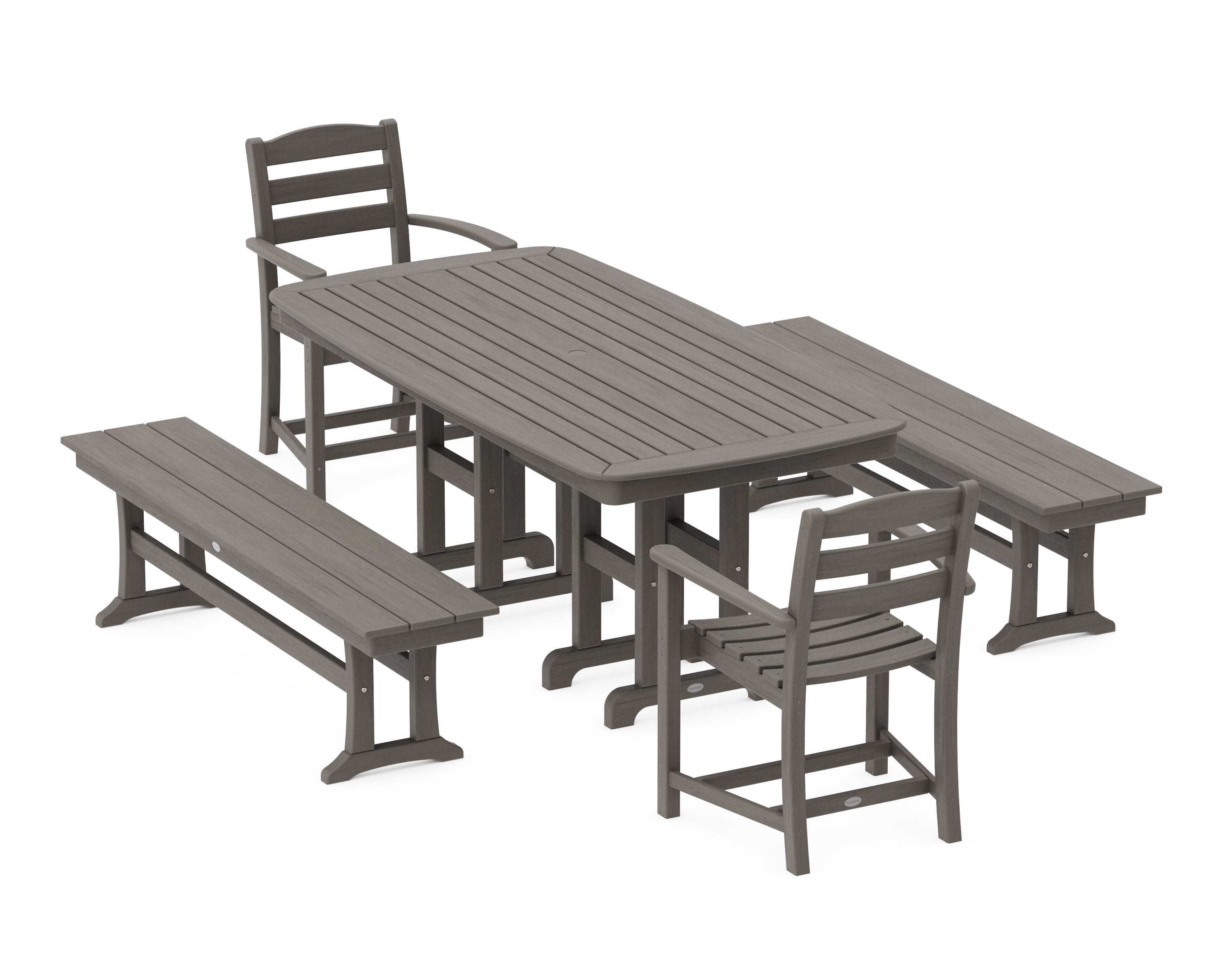 La Casa Caf 5-Piece Dining Set with Benches in Driftwood