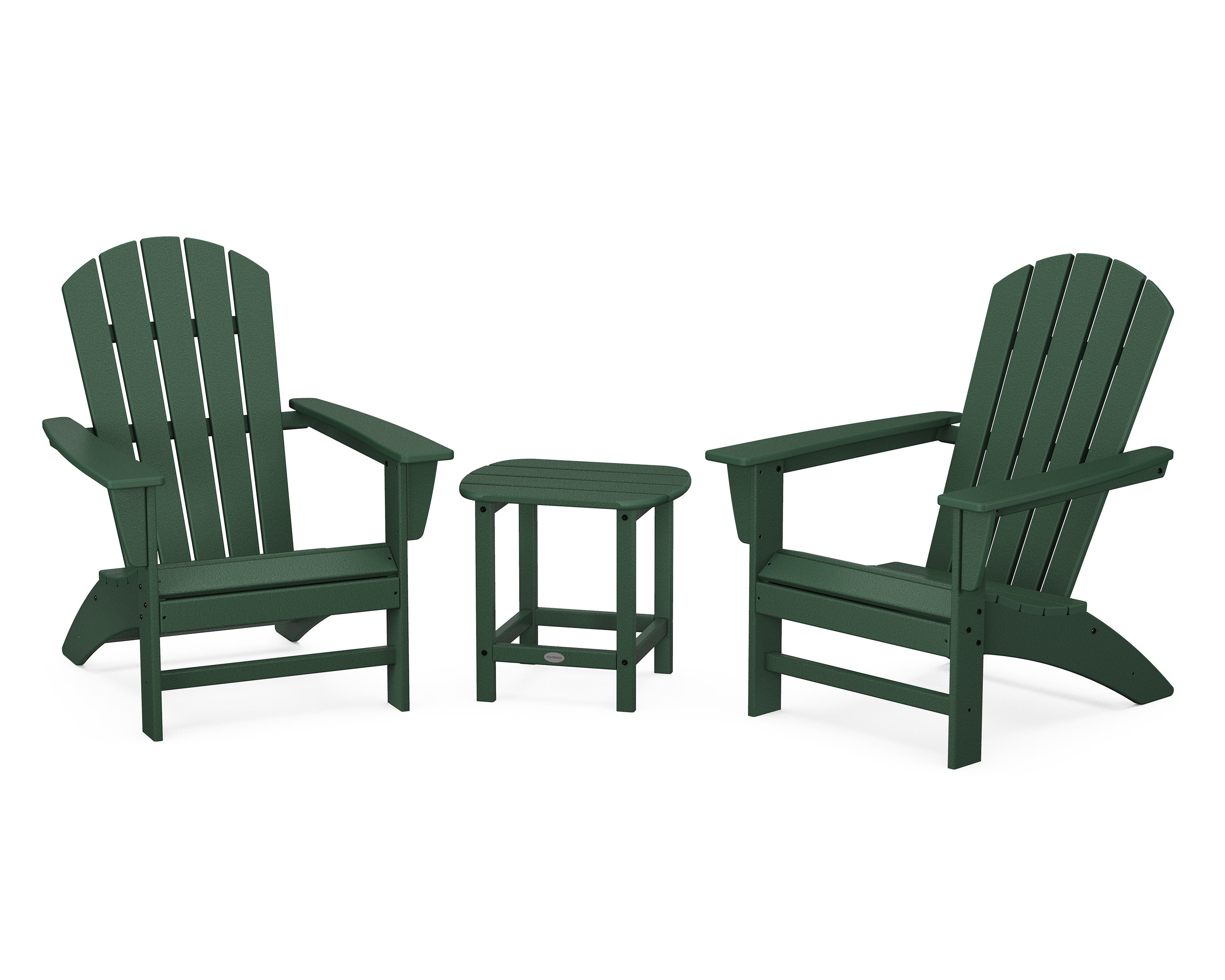 Nautical 3-Piece Adirondack Set with South Beach 18" Side Table in Green