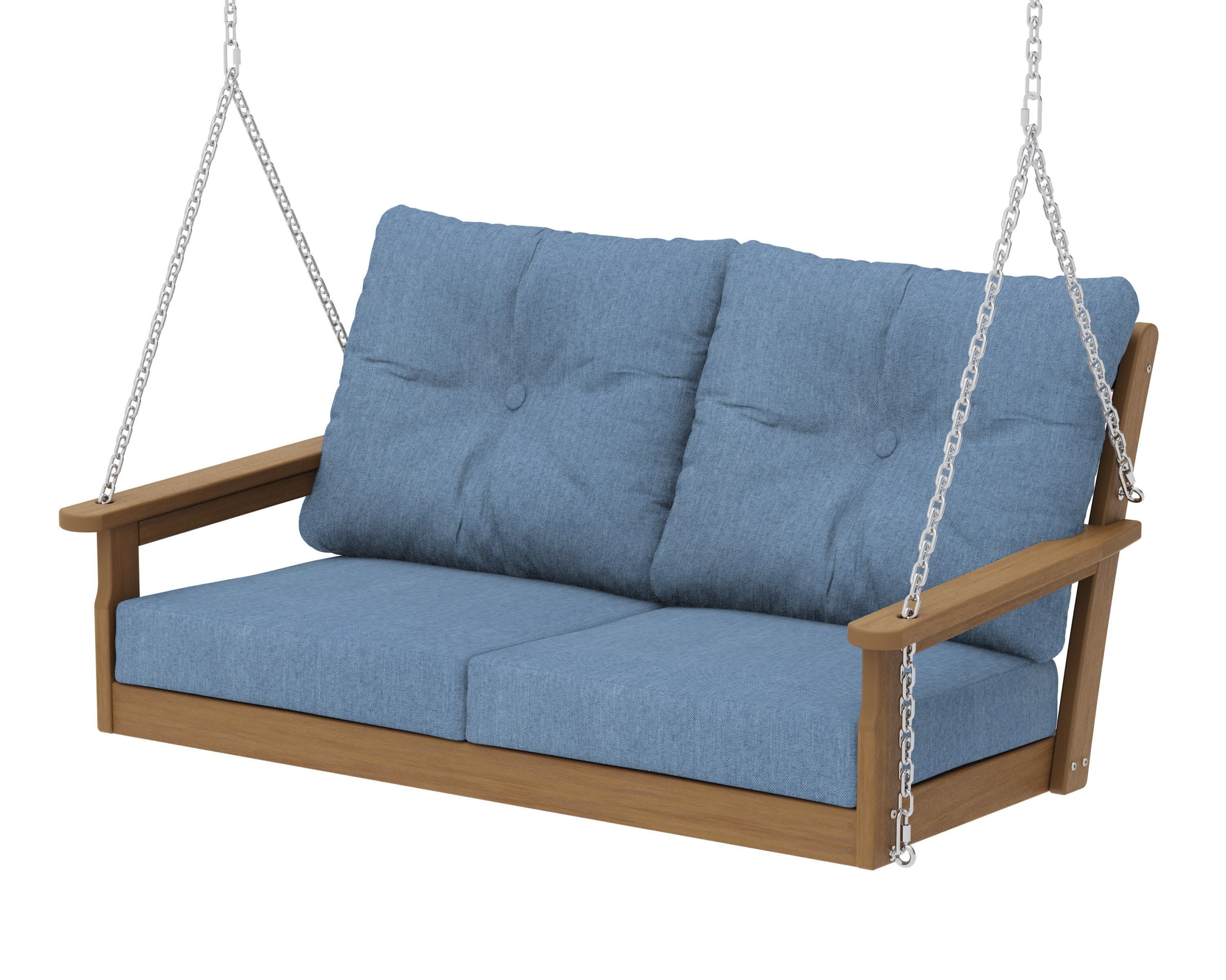 Vineyard Deep Seating Swing in Natural / Sky Blue