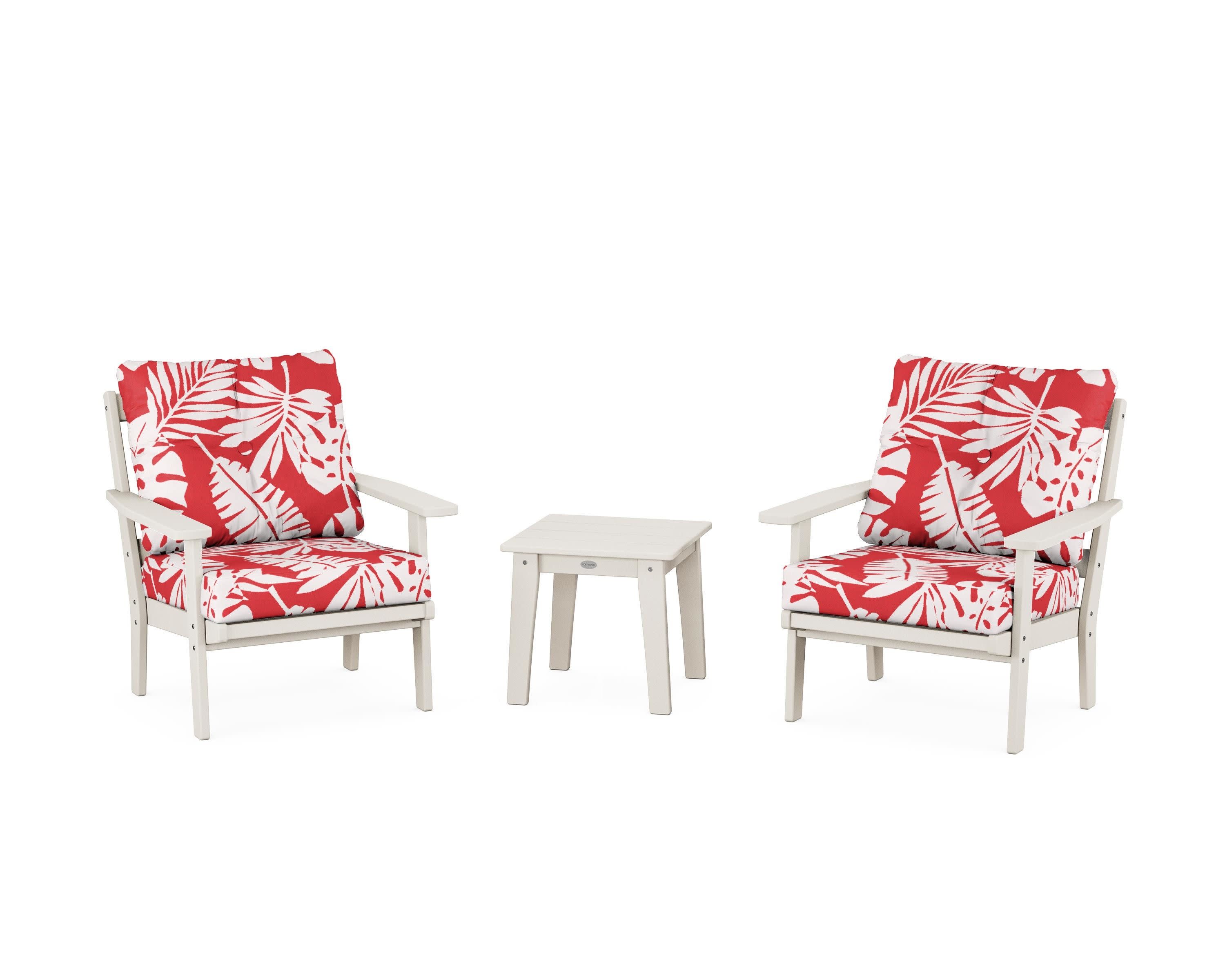 Oxford 3-Piece Deep Seating Set in Sand / Leaf Crimson