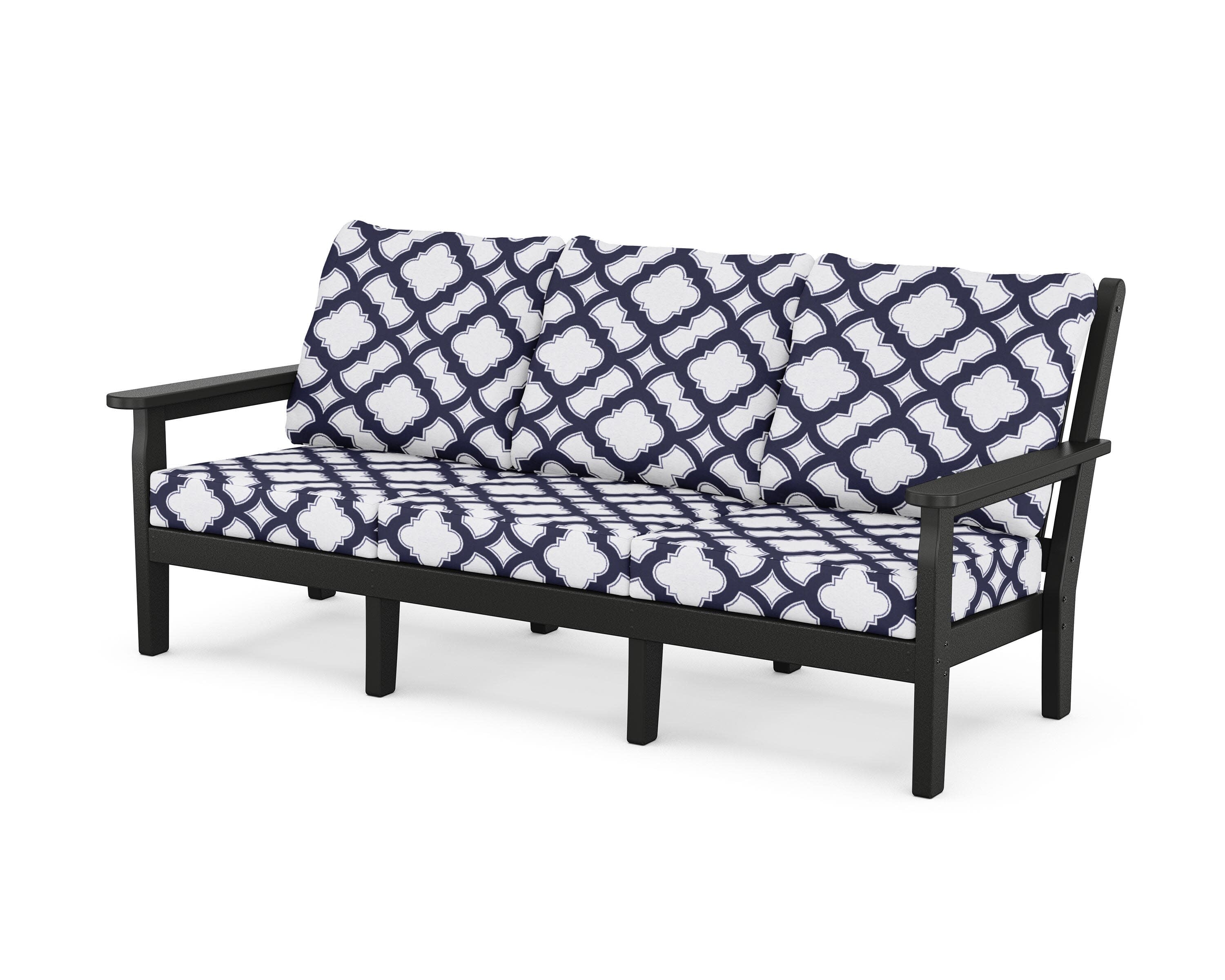 Chippendale Deep Seating Sofa in Black / Trellis Navy